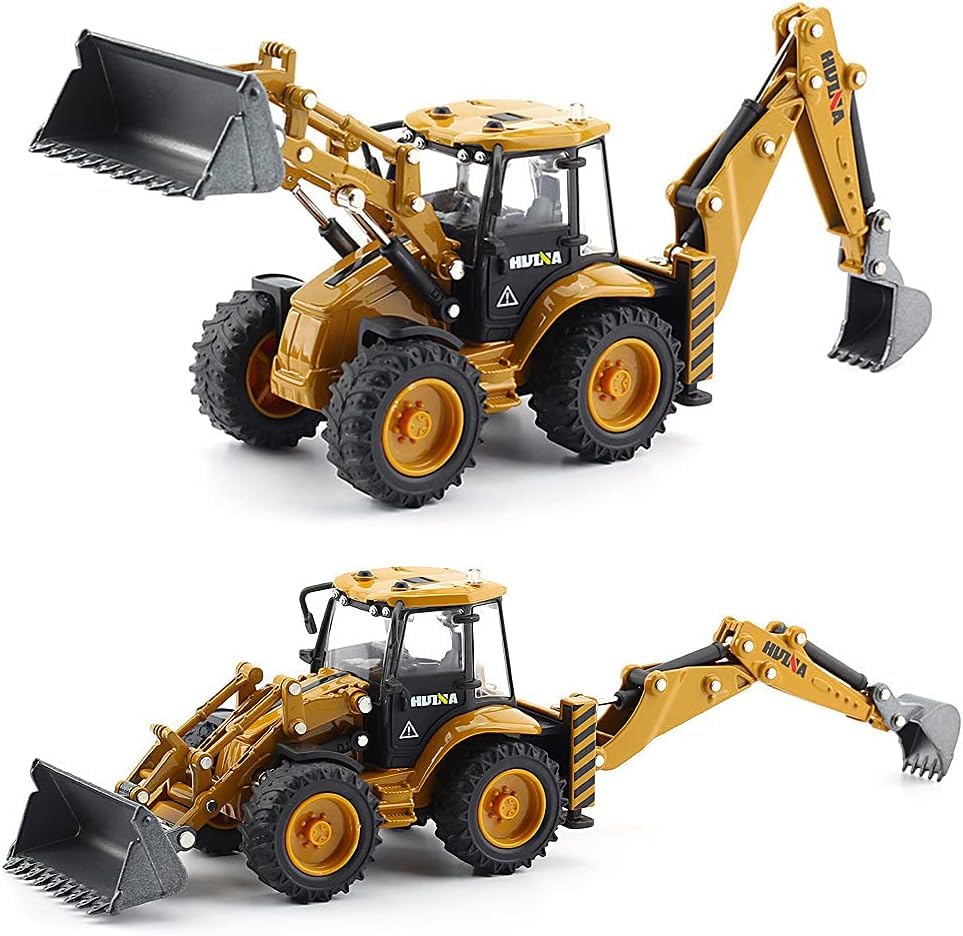 Dollox Die-cast Excavator Backhoe Front Loader Truck – 1:50 Scale Metal Engineering Vehicle