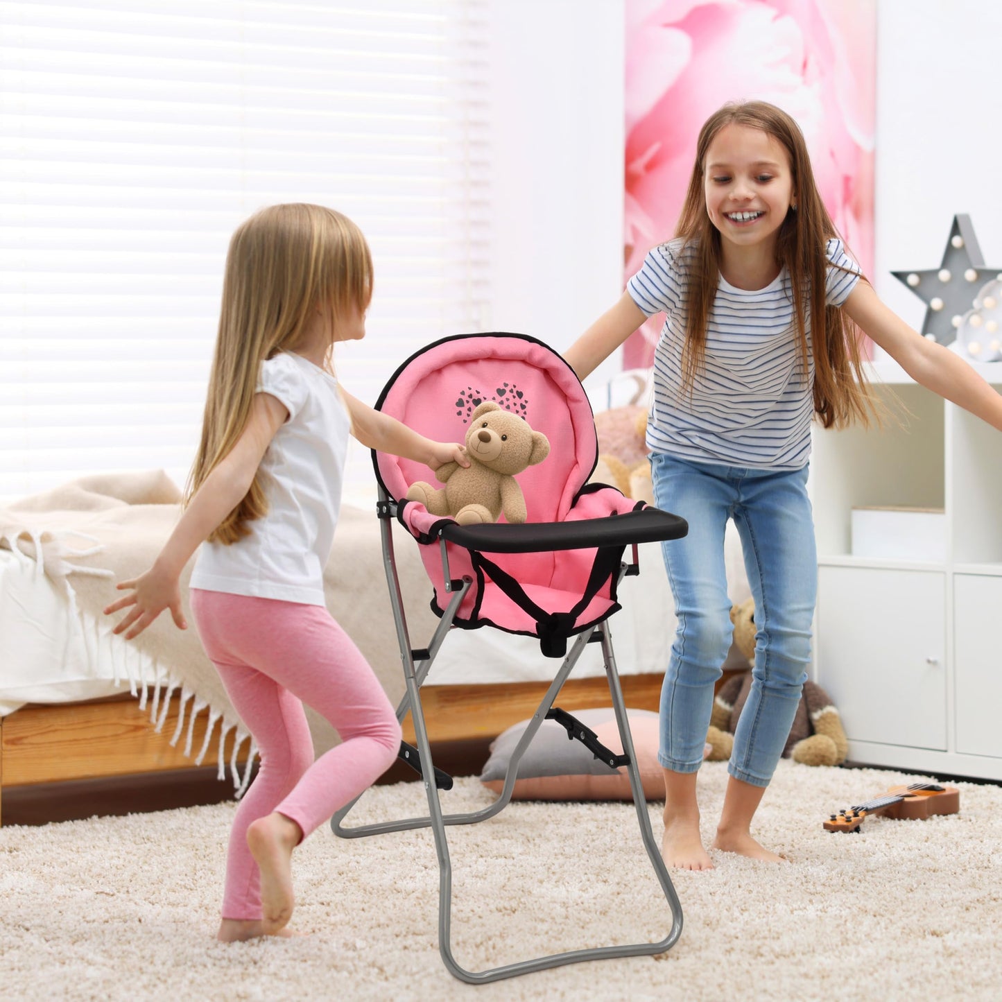 Dolls To Play Baby Doll High Chair – Foldable with Tray for 18-Inch Dolls, Pink