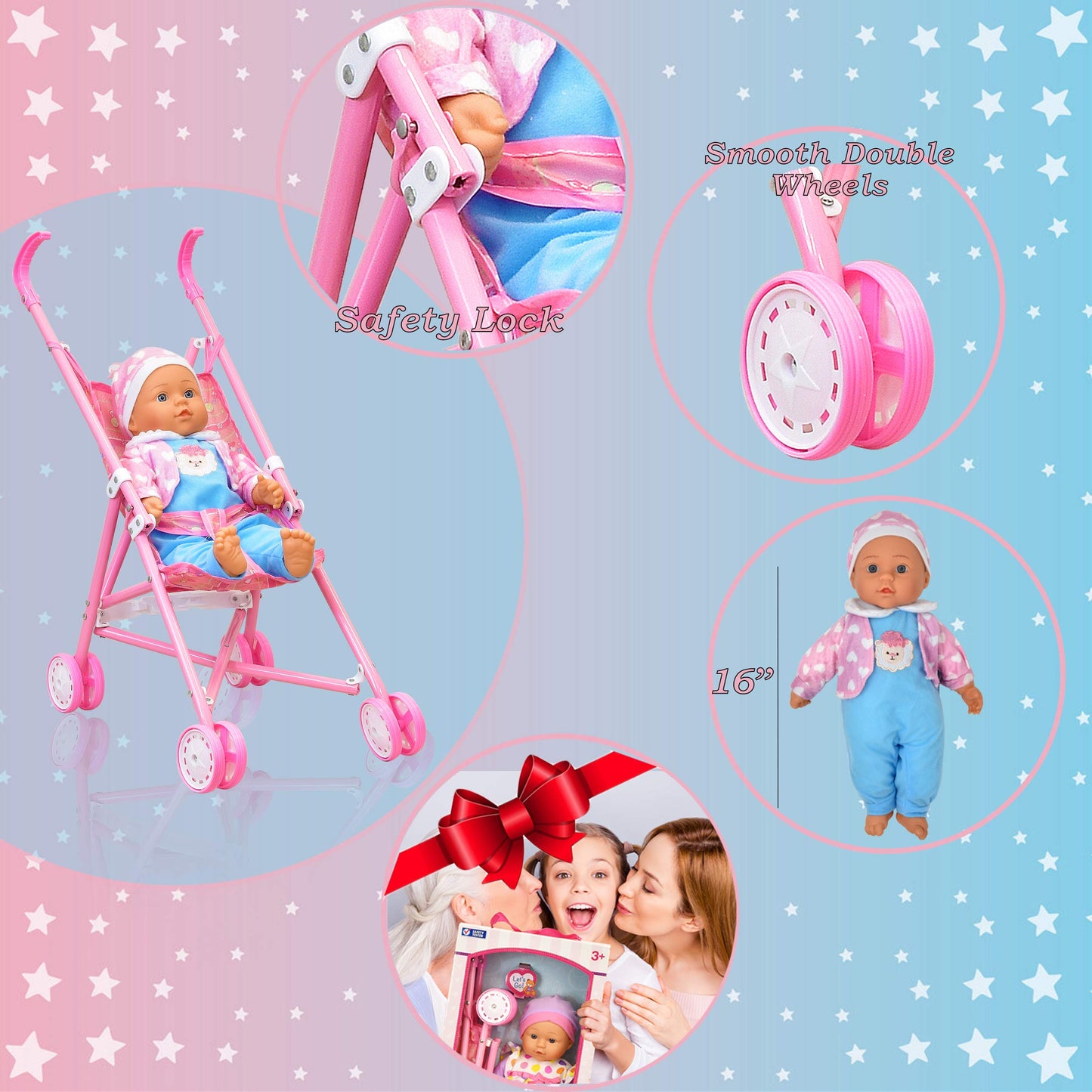 Dolls To Play My First Baby Doll Stroller & 18-Inch Soft Body Baby Doll – Fun Play Combo