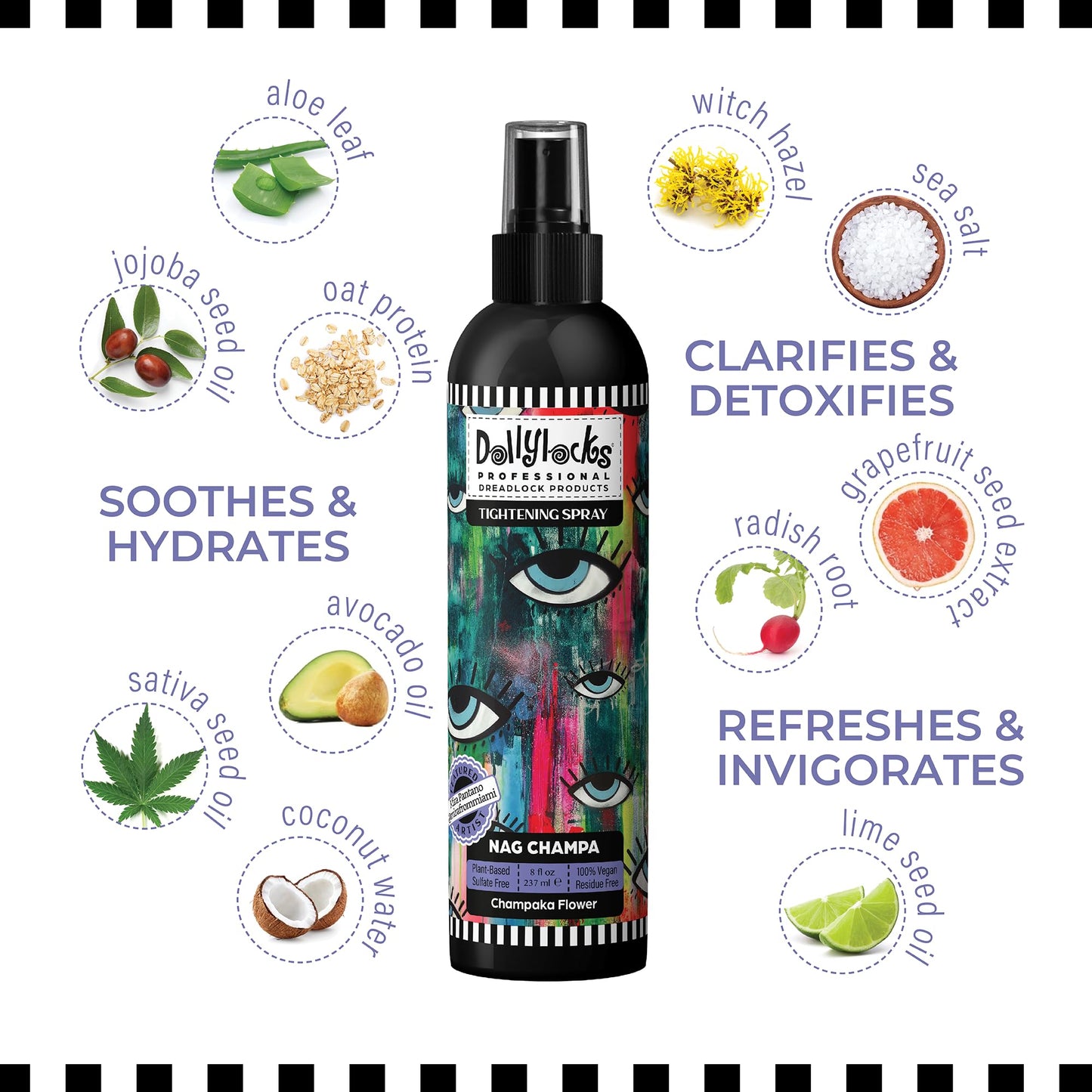 Dollylocks Sea Salt Texture Spray - Plant-Based, Residue-Free - Tighten Locs, 8oz