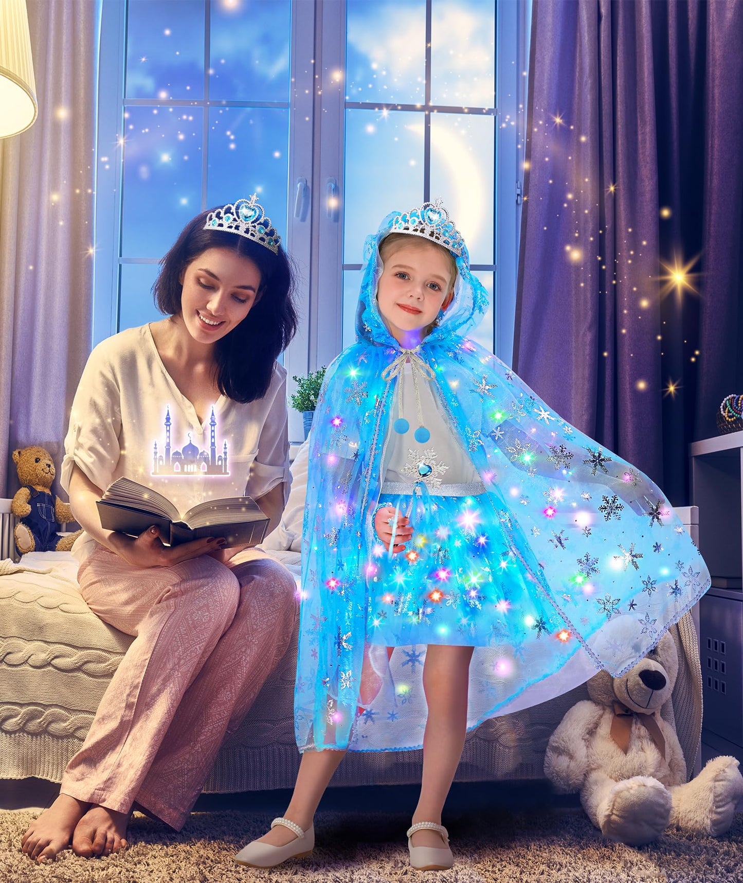 DOLNOW Princess Dress Up Set for Girls — Light-Up Cape, Crown & Accessories (Ages 3-6)