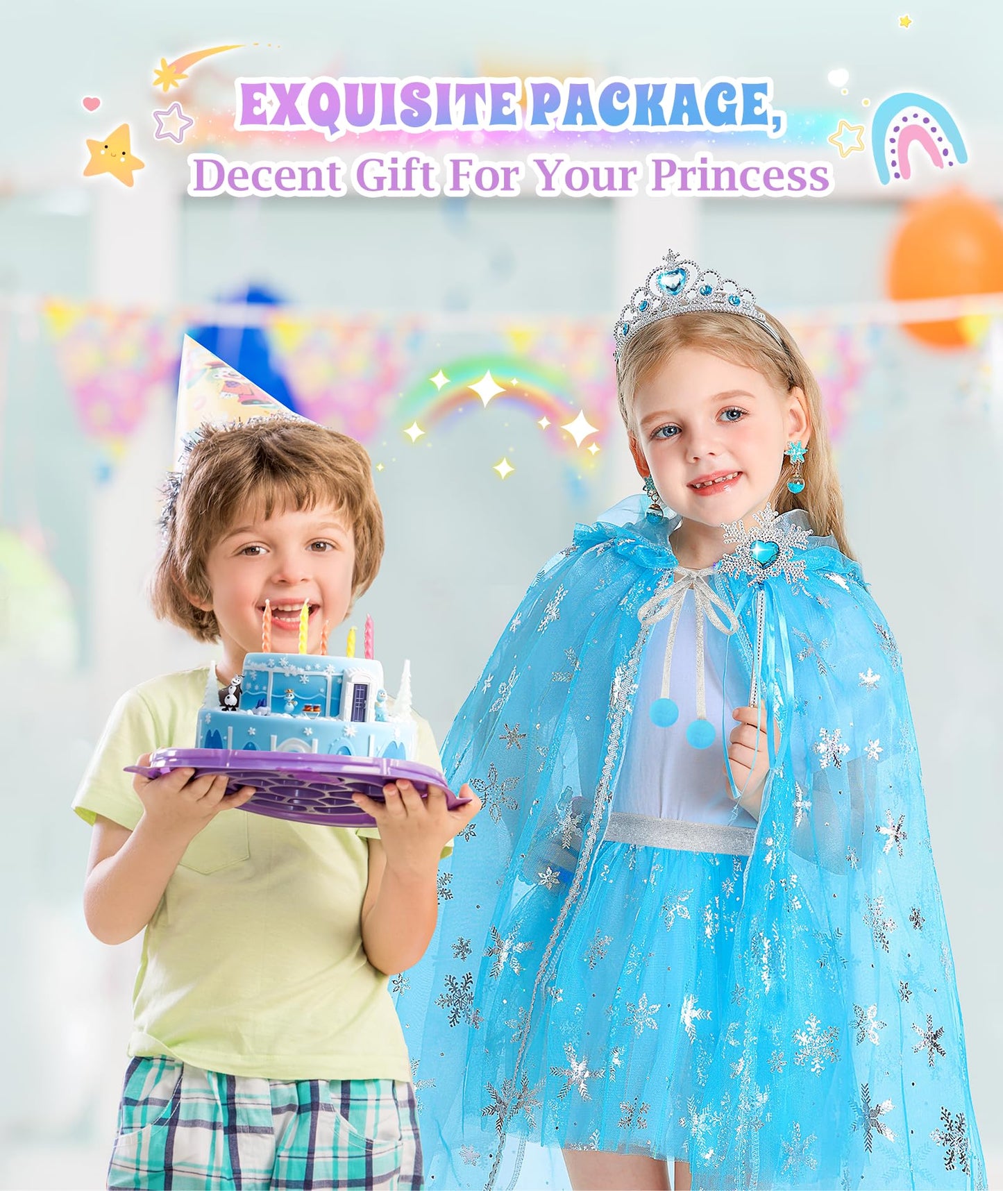 DOLNOW Princess Dress Up Set for Girls — Light-Up Cape, Crown & Accessories (Ages 3-6)