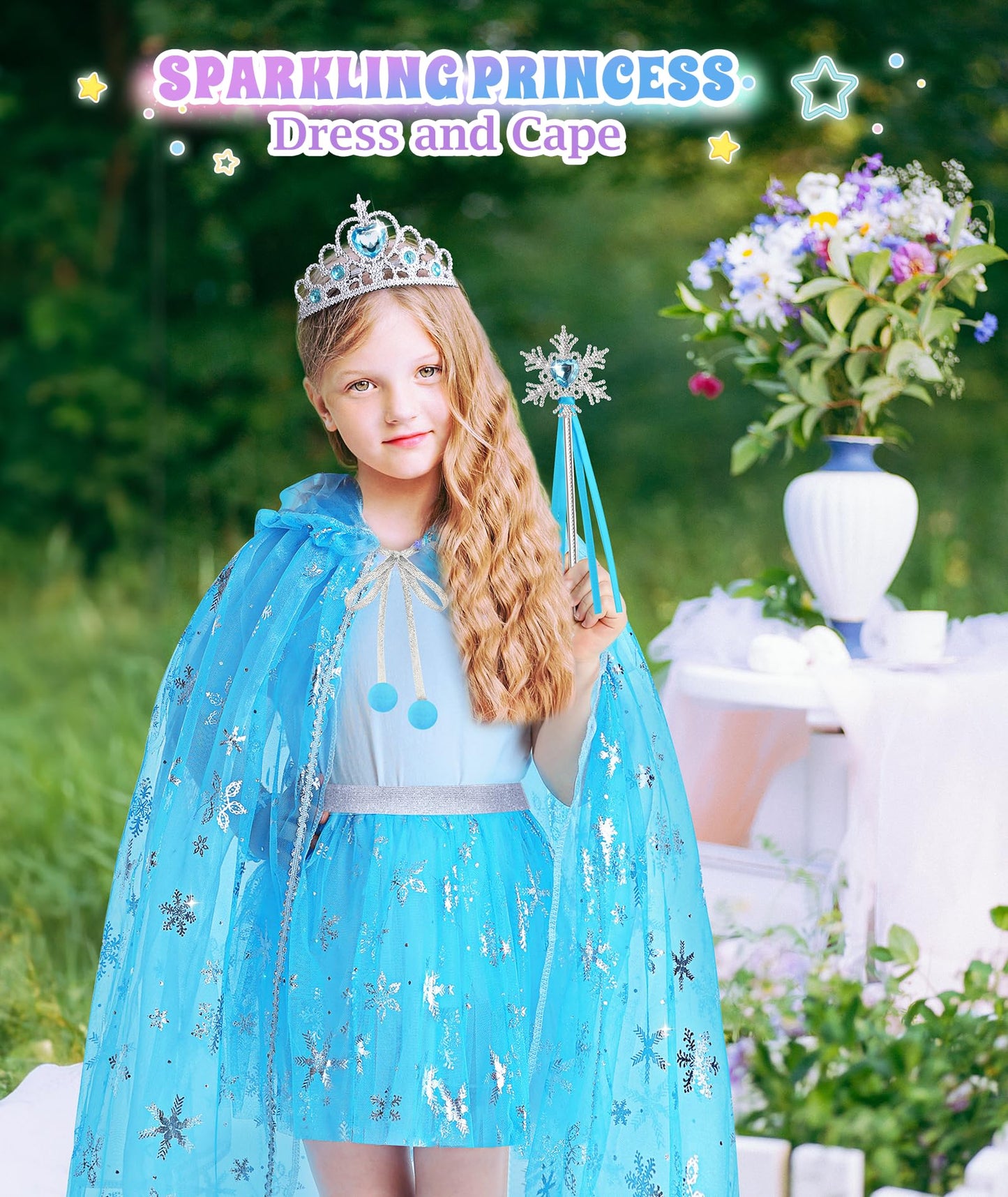 DOLNOW Princess Dress Up Set for Girls — Light-Up Cape, Crown & Accessories (Ages 3-6)
