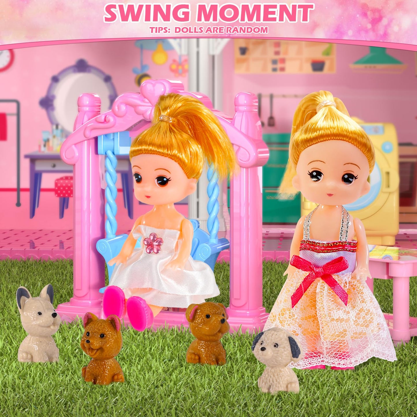 Doloowee Dollhouses for Girls – 4-Story 10-Room DIY Playhouse with Furniture & 2 Princesses