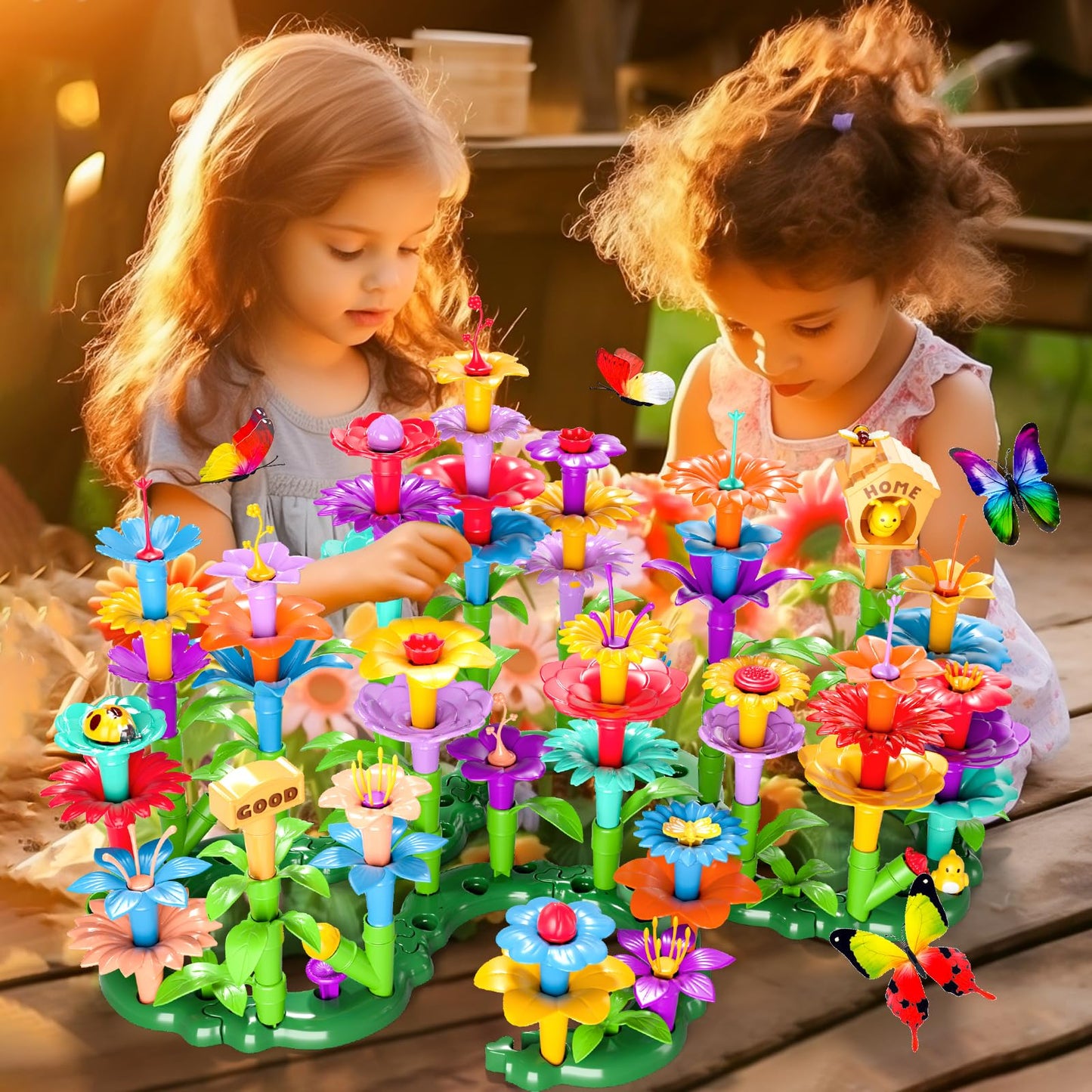 Doloowee 184Pcs Flower Garden Building Toys – STEM DIY Kit for Girls 3-7