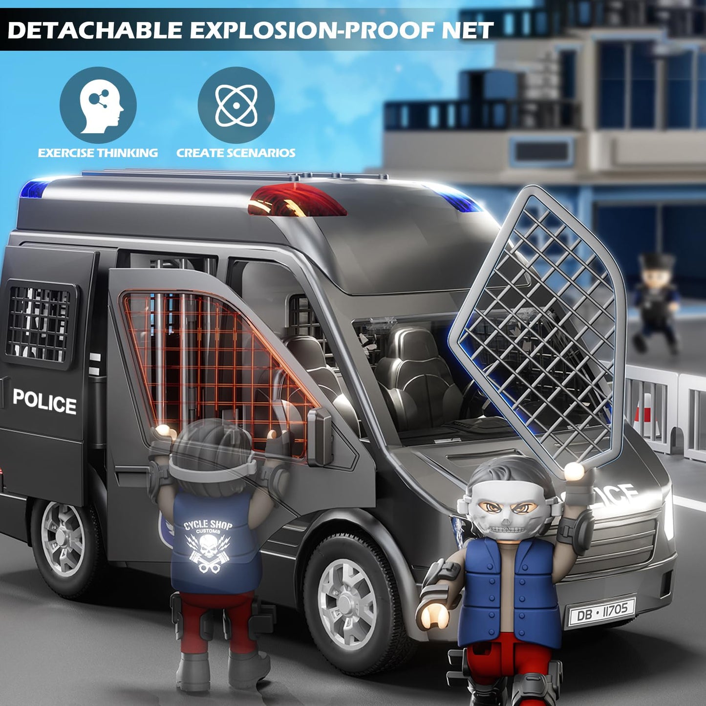 Doloowee Police Car Toy Truck with Lights & Sounds – Emergency Vehicle Playset for Kids (Ages 3-8)