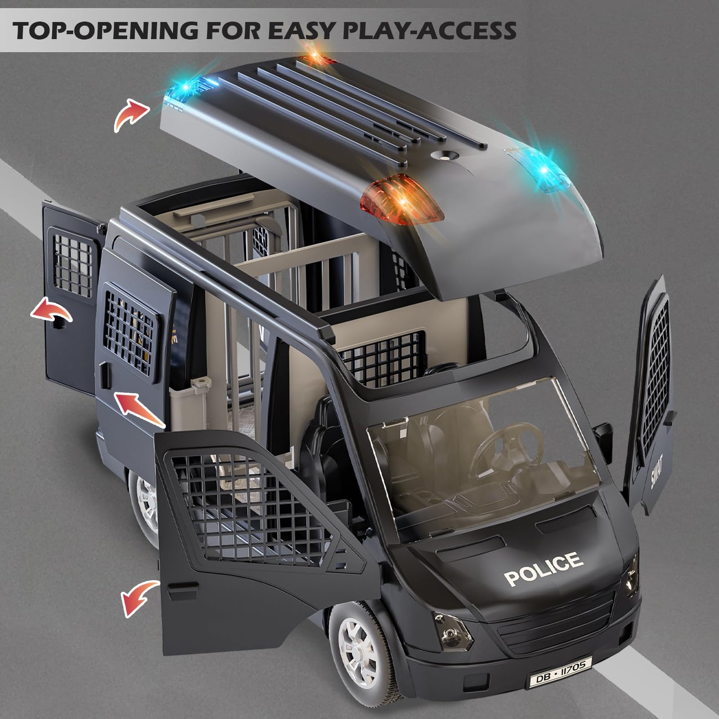 Doloowee Police Car Toy Truck with Lights & Sounds – Emergency Vehicle Playset for Kids (Ages 3-8)
