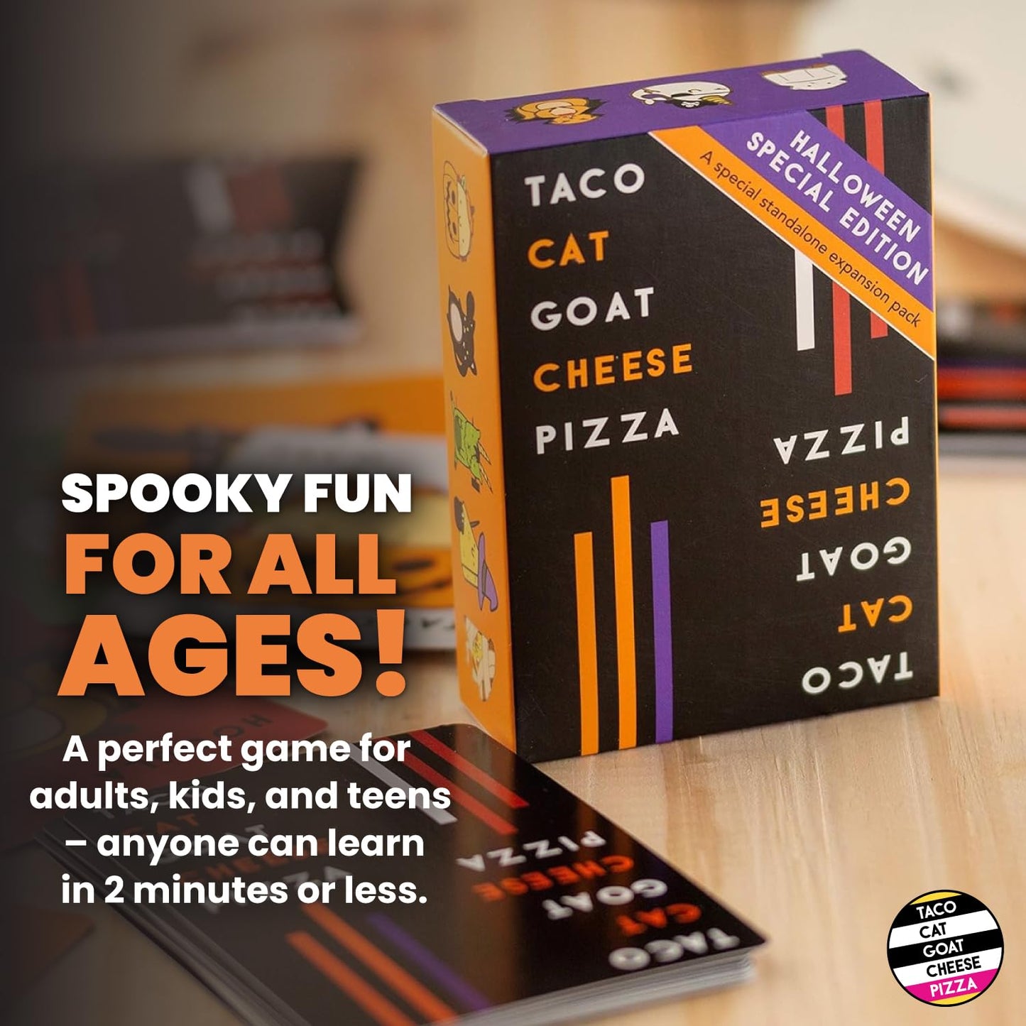Taco Cat Goat Cheese Pizza Halloween Edition — 15-Minute Card Game for Family Night | 2-8 Players | Dolphin Hat Games