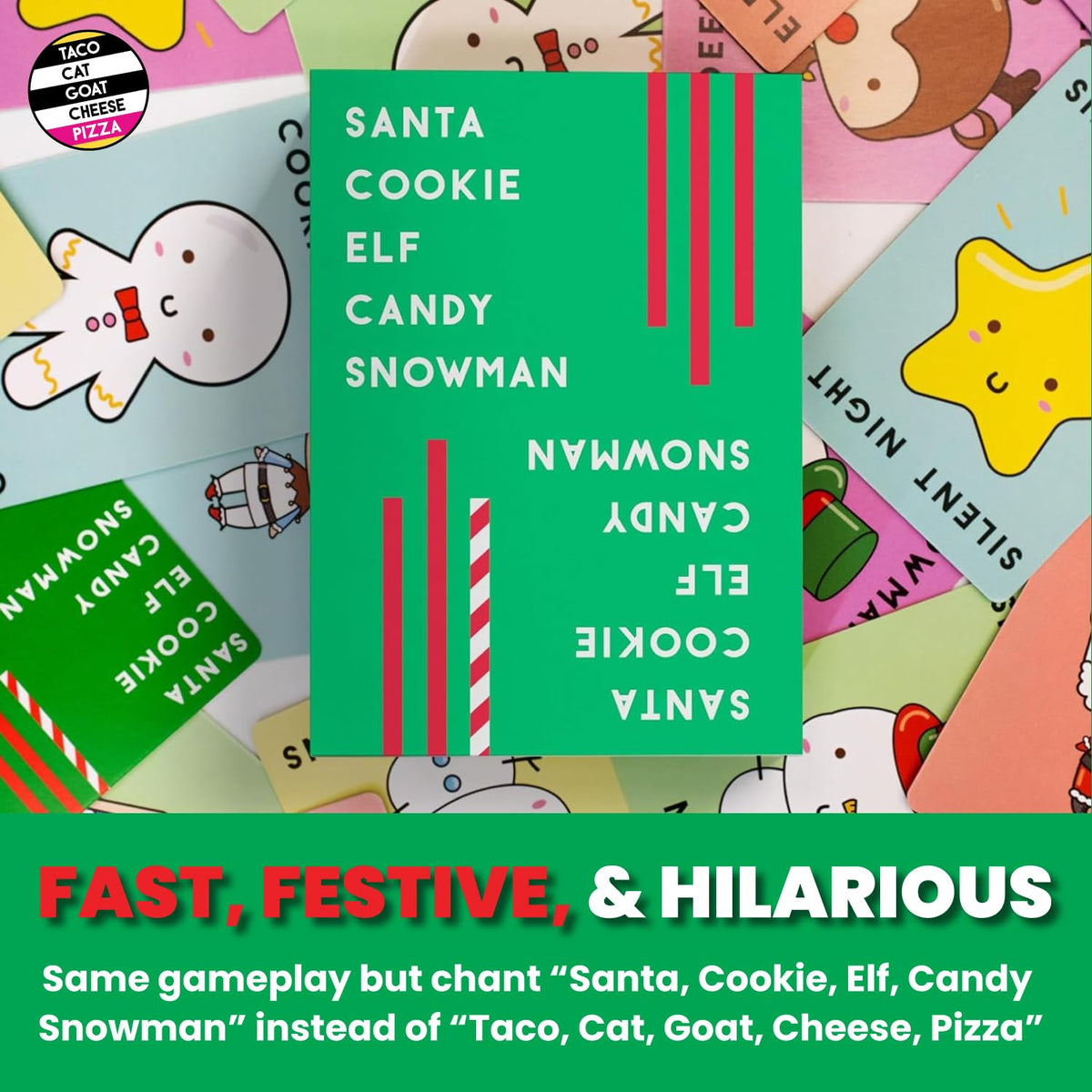 Dolphin Hat Games Santa Cookie Elf Candy Snowman Christmas Edition Card Game – 2-8 Players | Stocking Stuffers