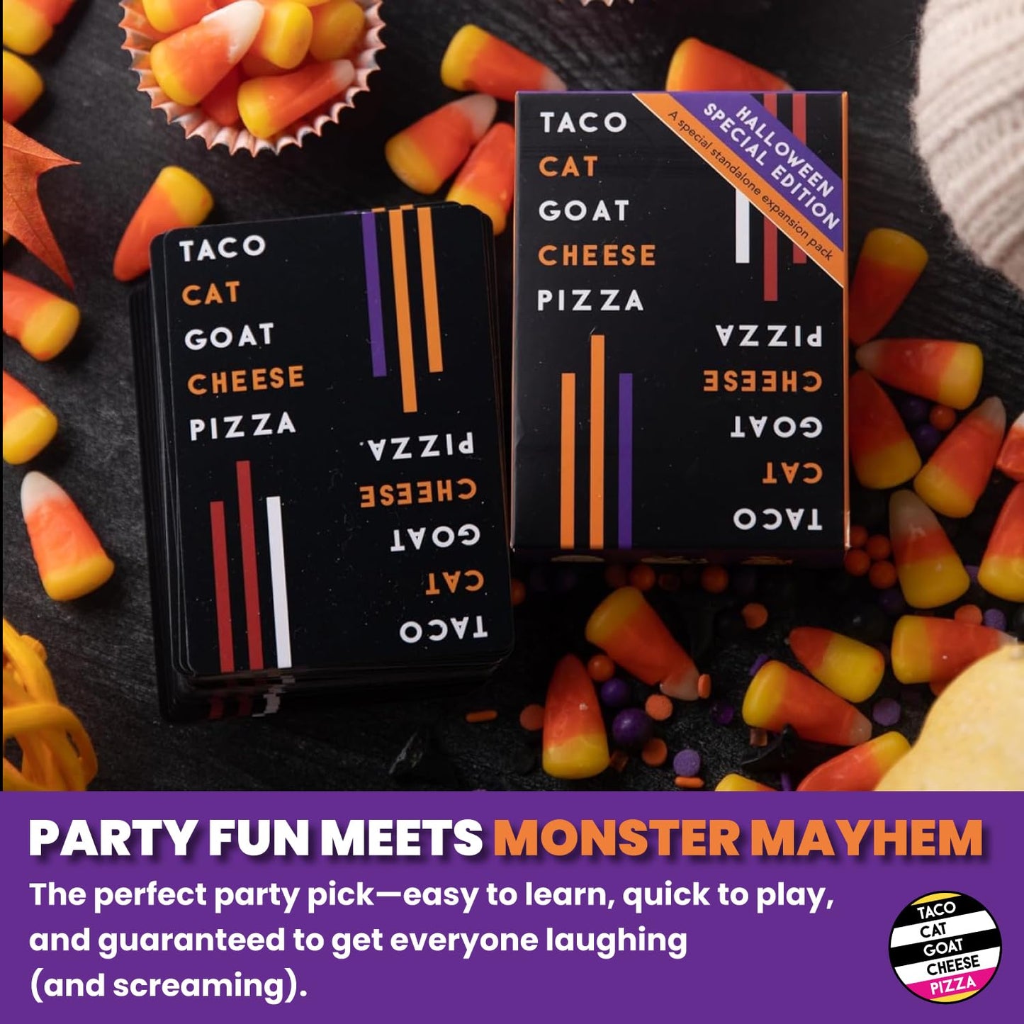 Taco Cat Goat Cheese Pizza Halloween Edition — 15-Minute Card Game for Family Night | 2-8 Players | Dolphin Hat Games
