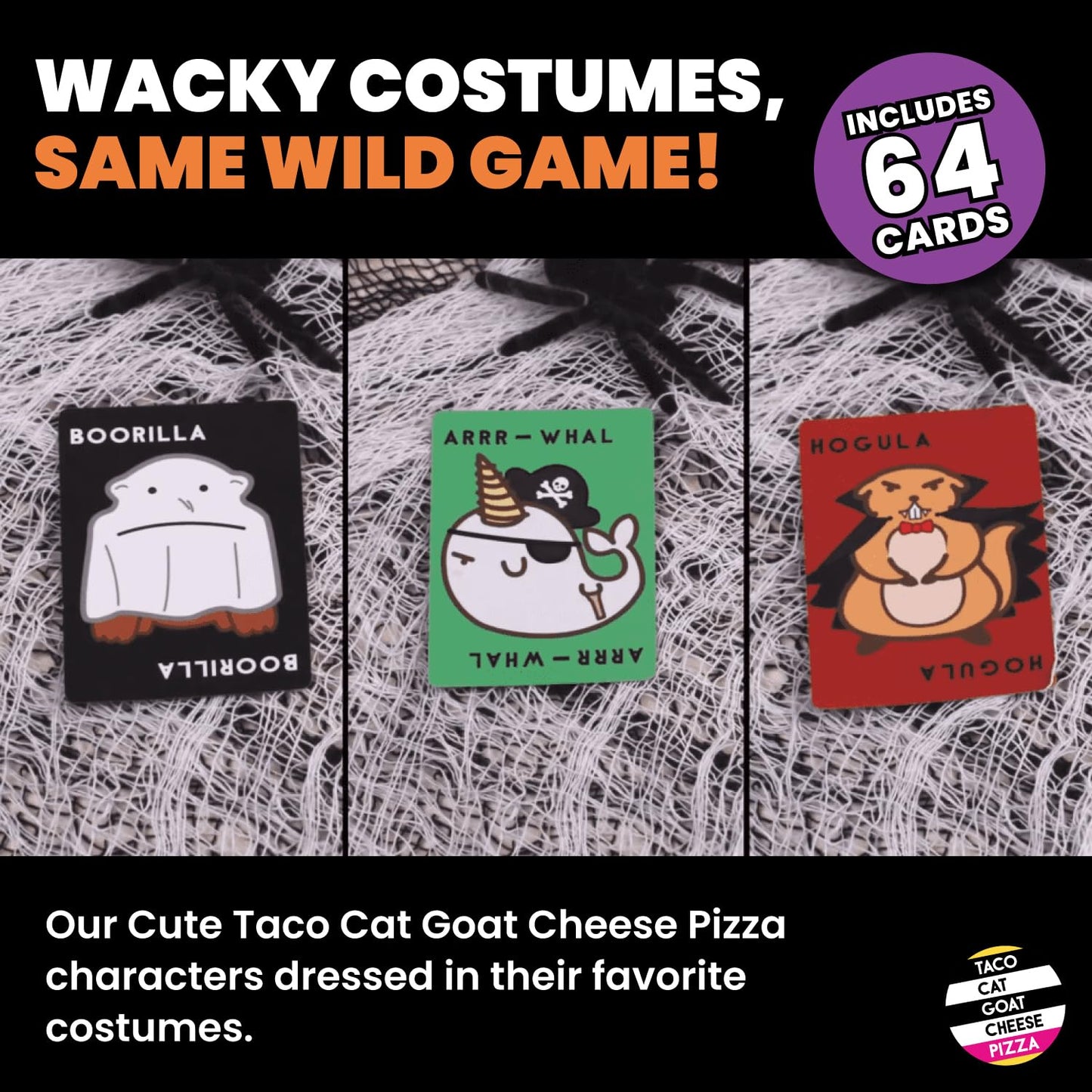 Taco Cat Goat Cheese Pizza Halloween Edition — 15-Minute Card Game for Family Night | 2-8 Players | Dolphin Hat Games