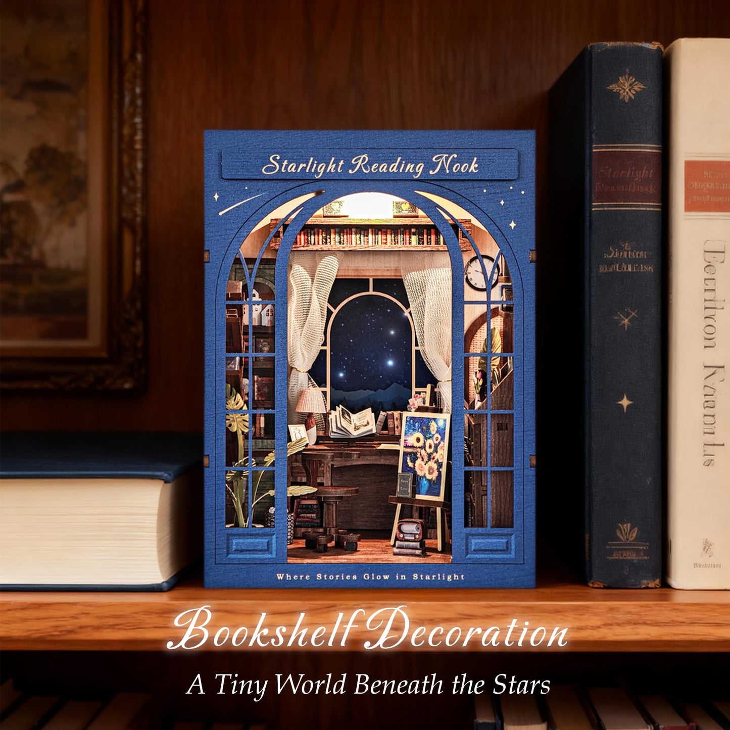 Dolphin Island DIY Book Nook Kit – Starlight Reading Nook, 3D Wooden Puzzle