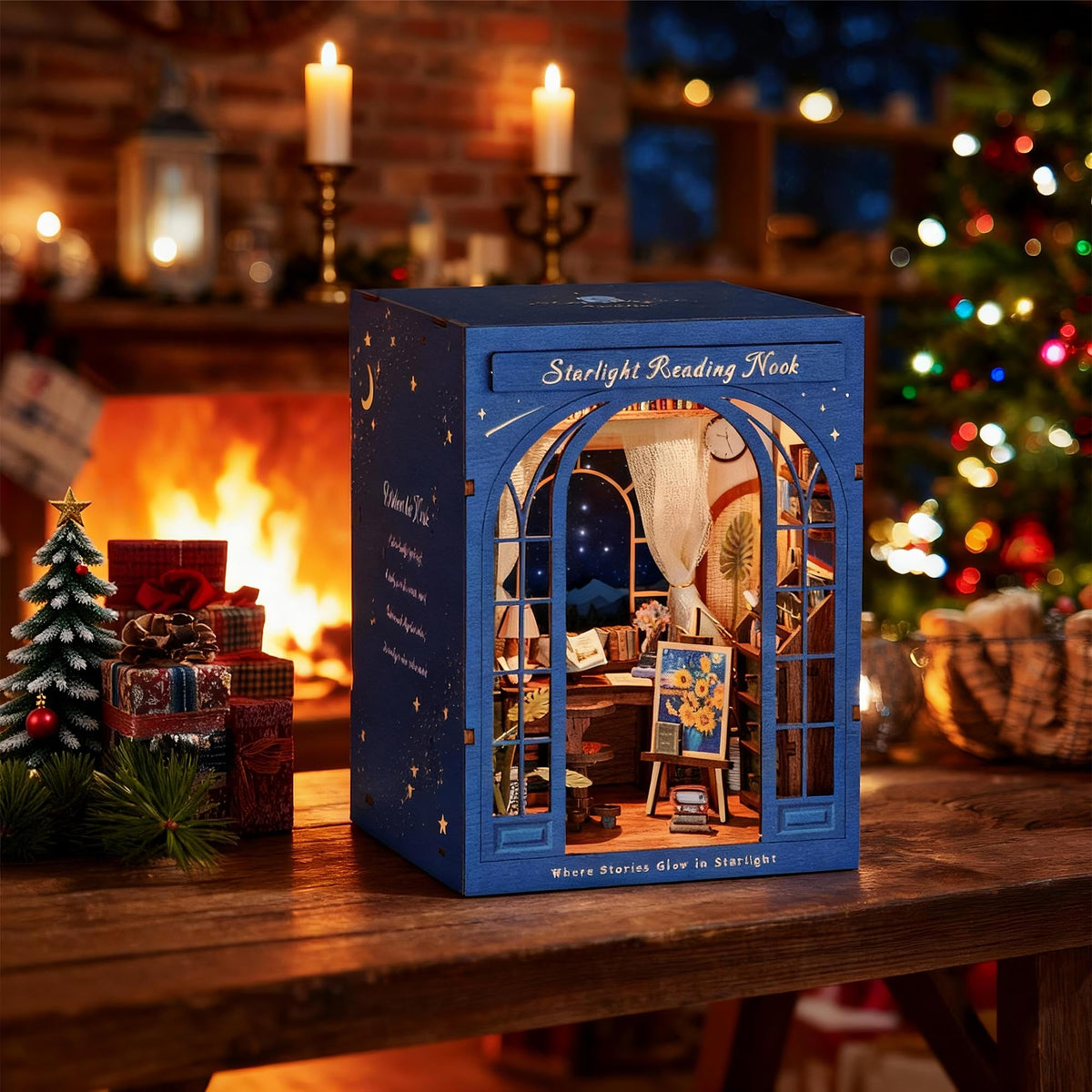Dolphin Island DIY Book Nook Kit – Starlight Reading Nook, 3D Wooden Puzzle