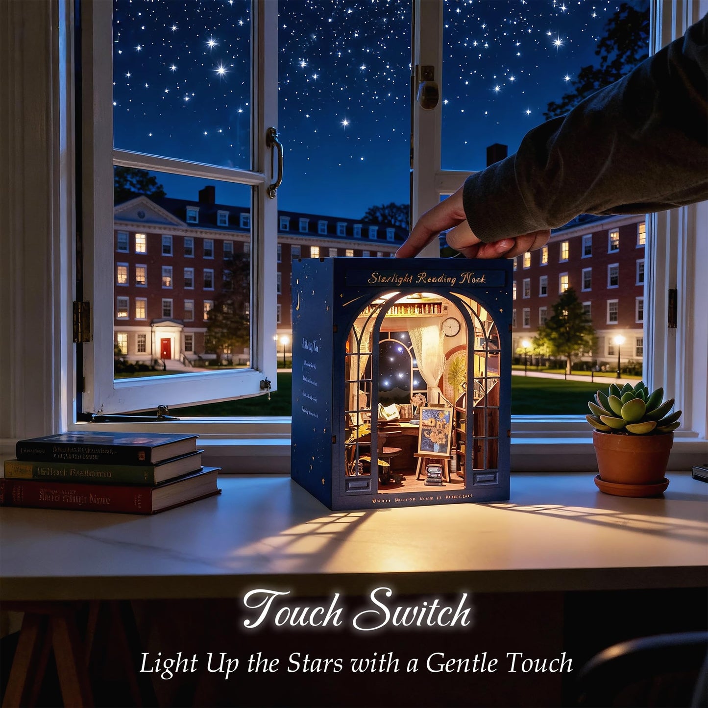 Dolphin Island DIY Book Nook Kit – Starlight Reading Nook, 3D Wooden Puzzle