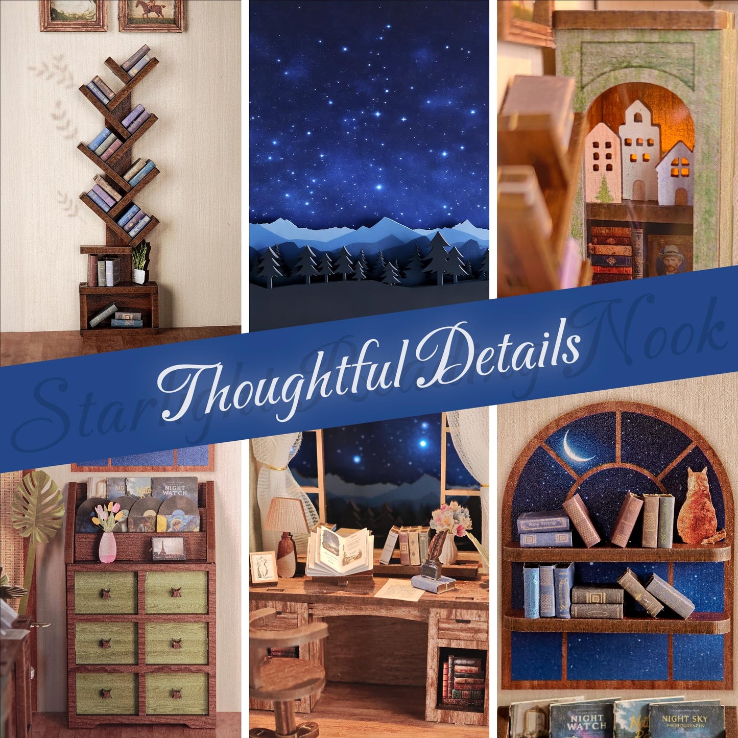 Dolphin Island DIY Book Nook Kit – Starlight Reading Nook, 3D Wooden Puzzle