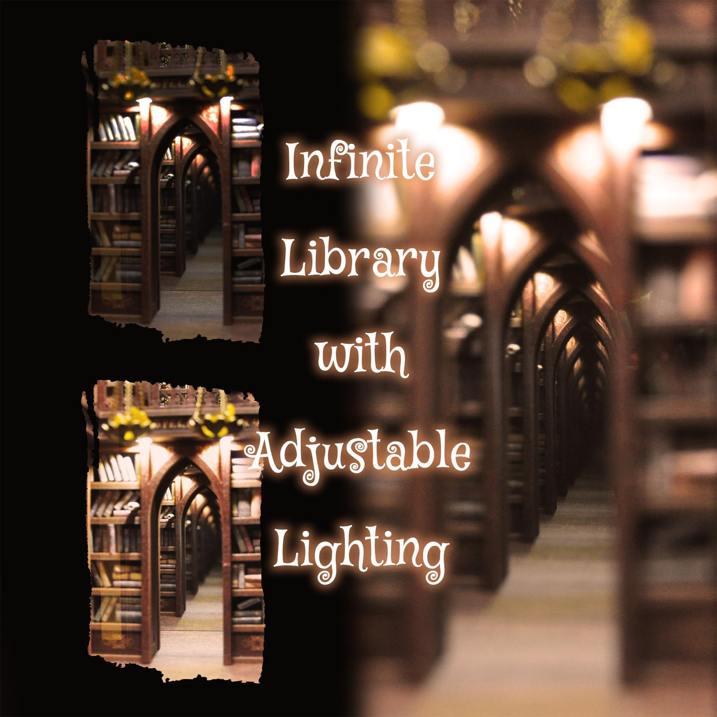 DolphinIsle Book Nook Kits for Adults – DIY Library Shelf 3D Puzzle with Flame Illusion