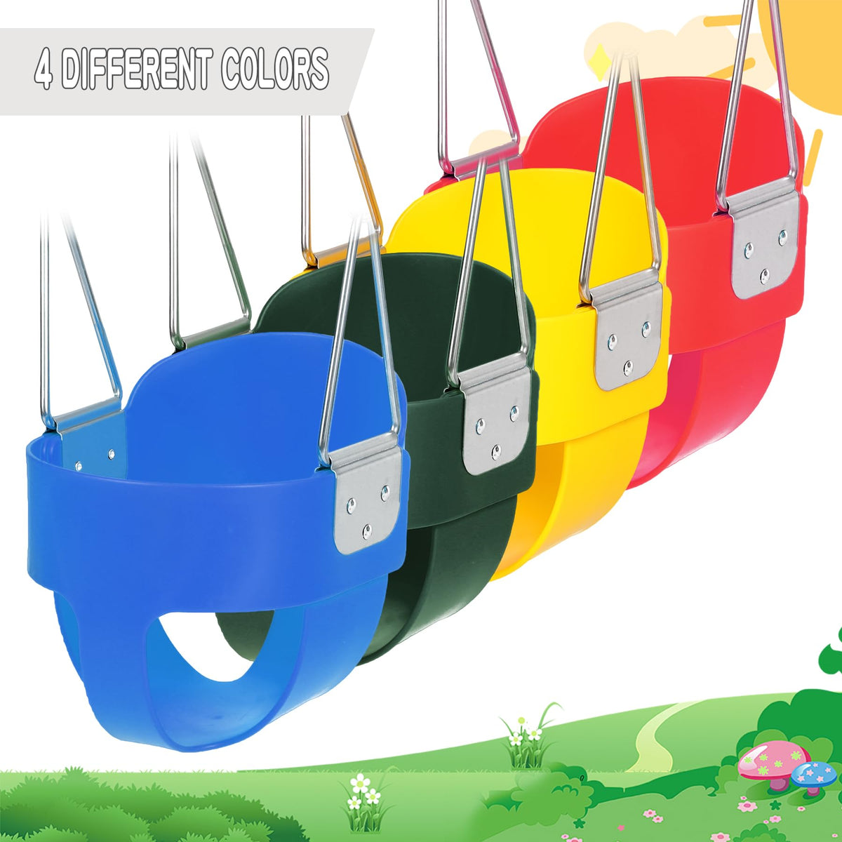 Domaker Toddler Swing Seat with Coated Chains – High Back Bucket (Blue)