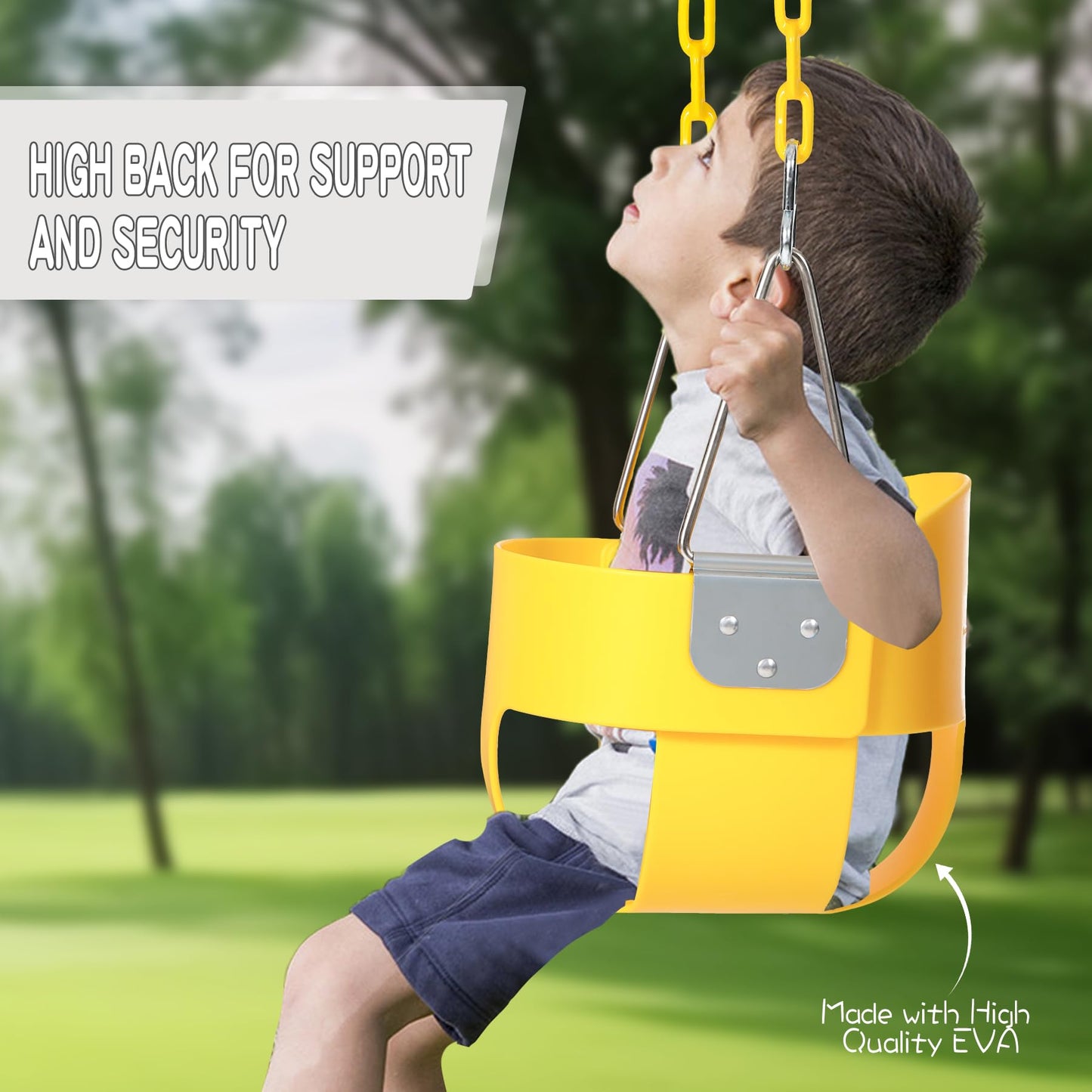 Domaker Toddler Swing Seat with Coated Chains – Heavy-Duty High-Back Bucket Swing