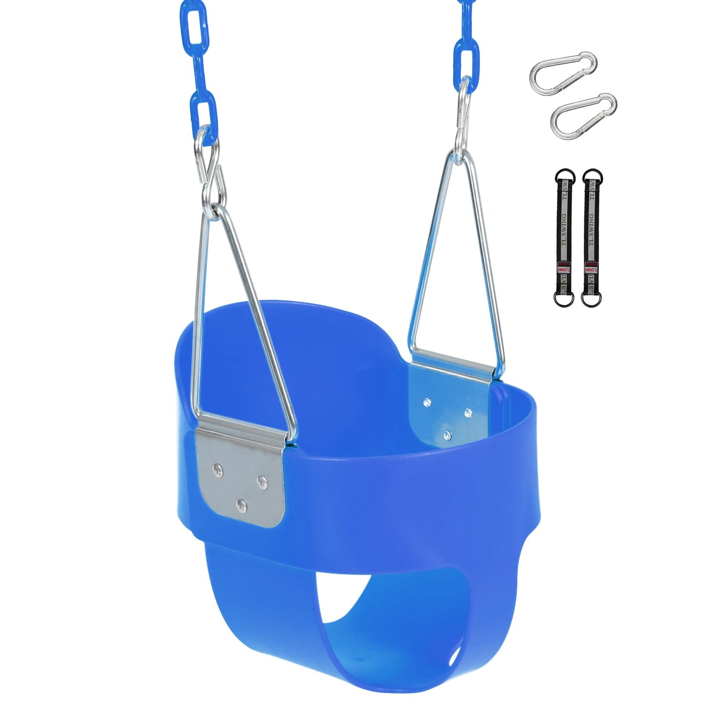 Domaker Toddler Swing Seat with Coated Chains – High Back Bucket (Blue)