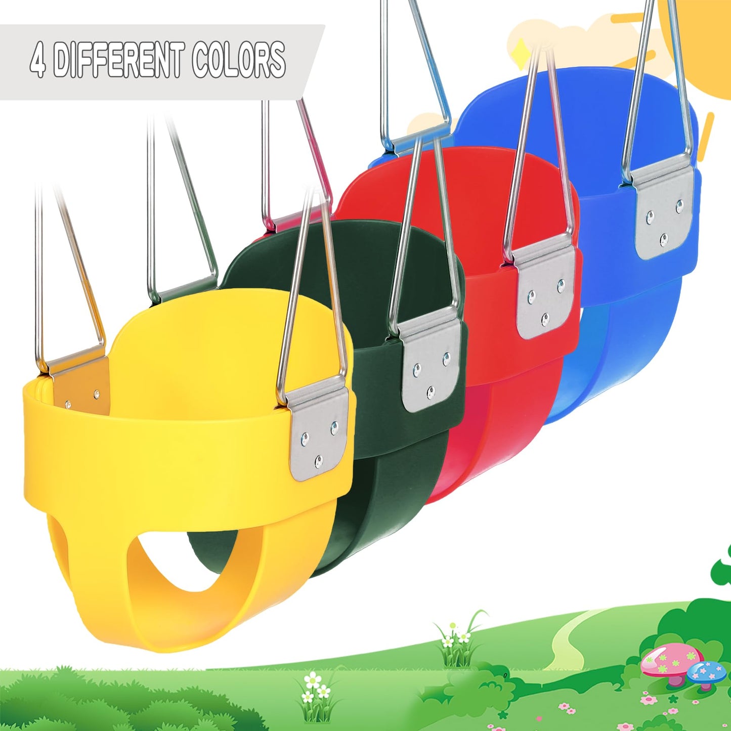Domaker Toddler Swing Seat with Coated Chains – Heavy-Duty High-Back Bucket Swing