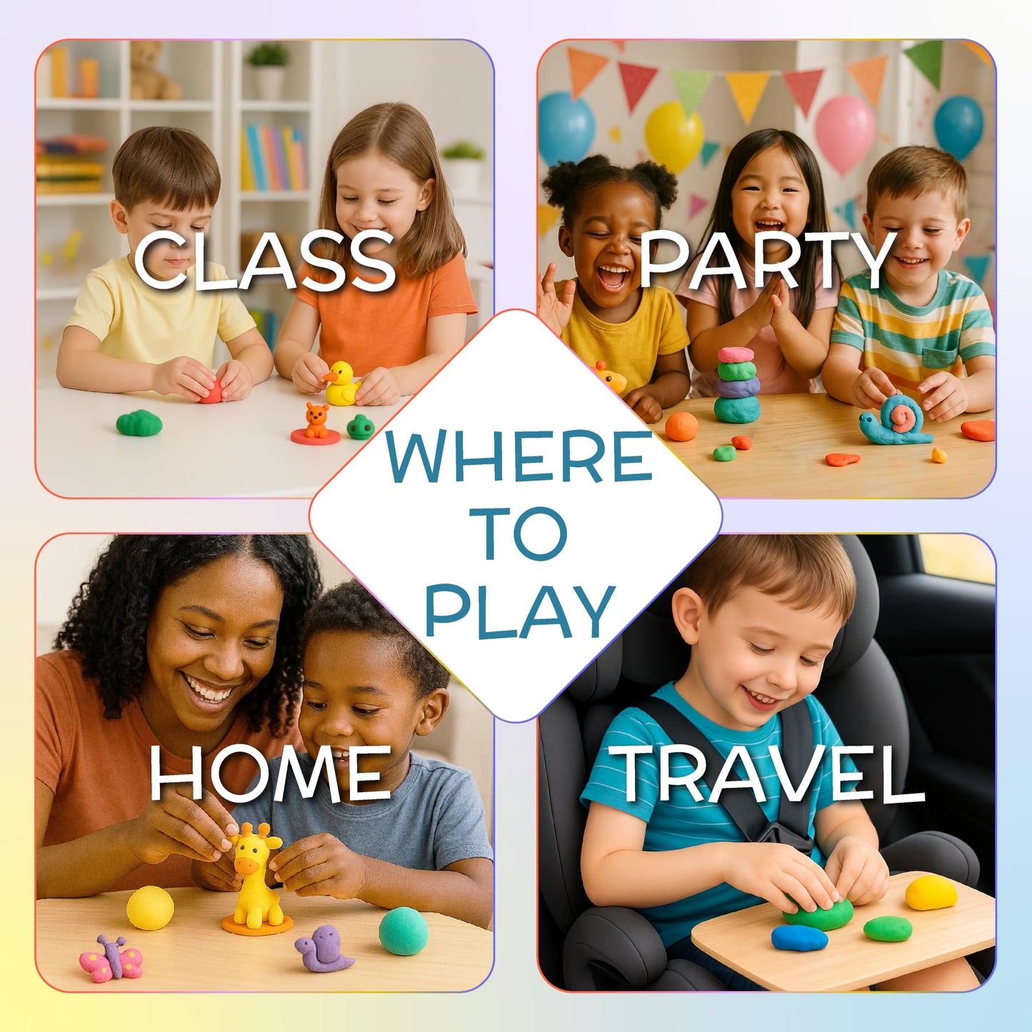 Domqo Air Dry Clay Kit – 96 Colors, Non-Sticky, Tools & Storage Bags for Kids 3+