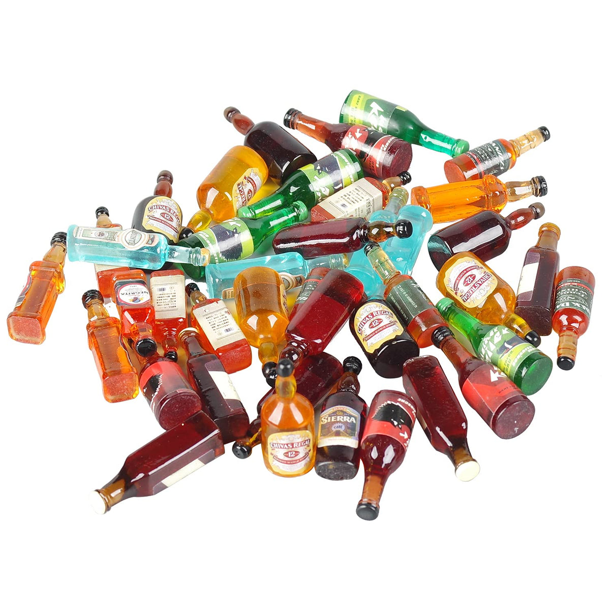 Dong Huang 40pcs Mini Beer Bottles Set - Resin Drink Bottles for Dollhouse & Bar Decor