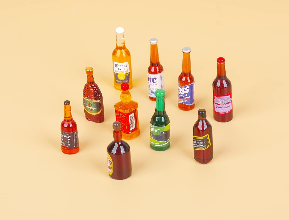 Dong Huang 40pcs Mini Beer Bottles Set - Resin Drink Bottles for Dollhouse & Bar Decor