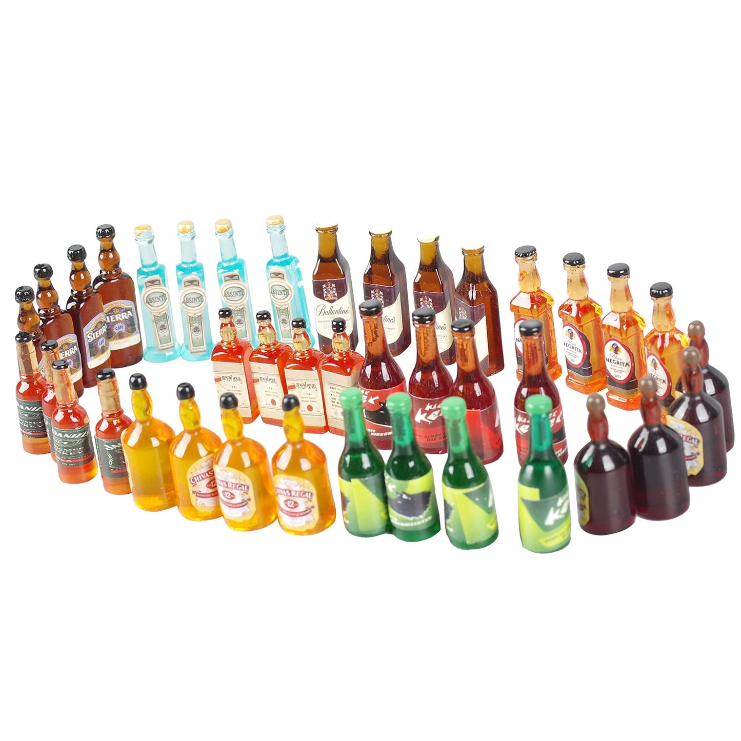 Dong Huang 40pcs Mini Beer Bottles Set - Resin Drink Bottles for Dollhouse & Bar Decor