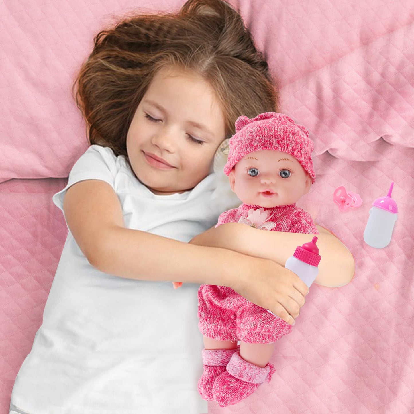 DONTNO 12-Inch Baby Doll with Clothes & Accessories | Reborn-Style Pretend Play Set