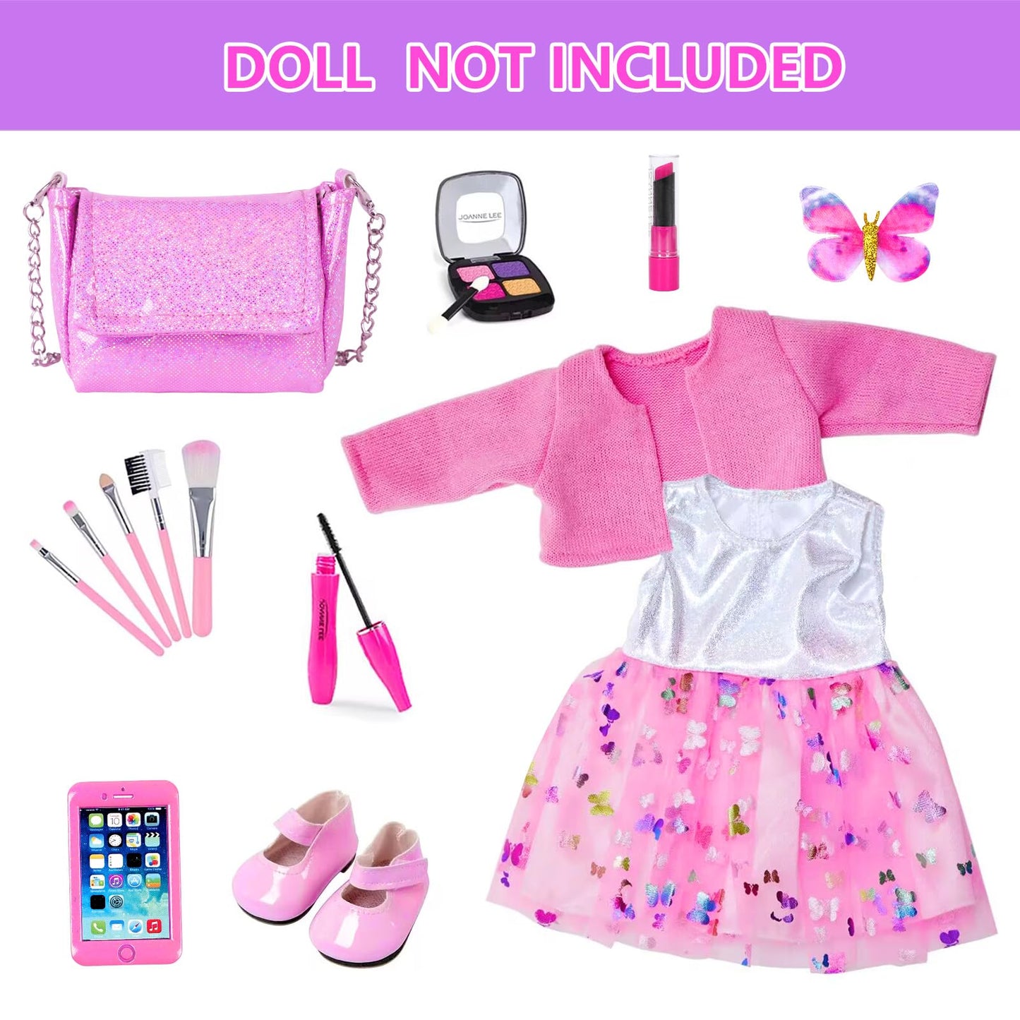 DONTNO American 18-Inch Doll Makeup Accessories & Clothes – Messenger Bag Set