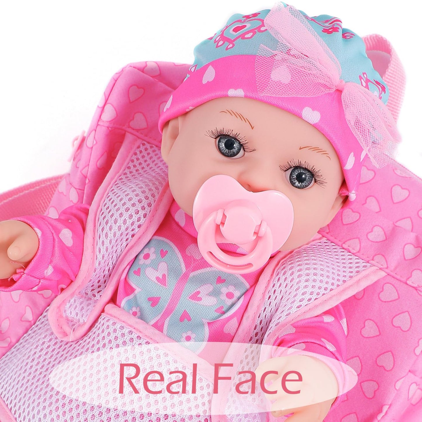 DONTNO 12-Inch Baby Doll with Clothes & Backpack Carrier – Reborn Pretend Play Set