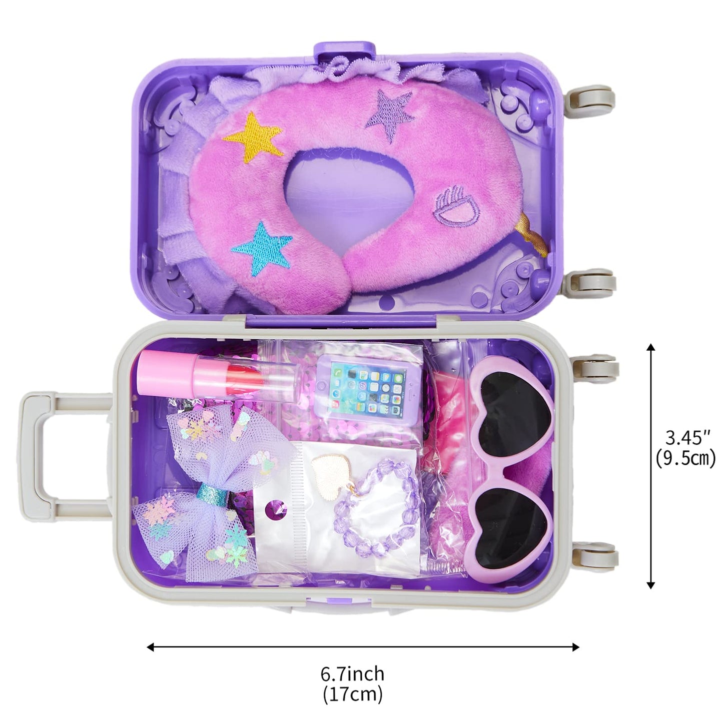 DONTNO 29 Pcs Doll Accessories for 18-Inch American Doll | Purple Travel Set