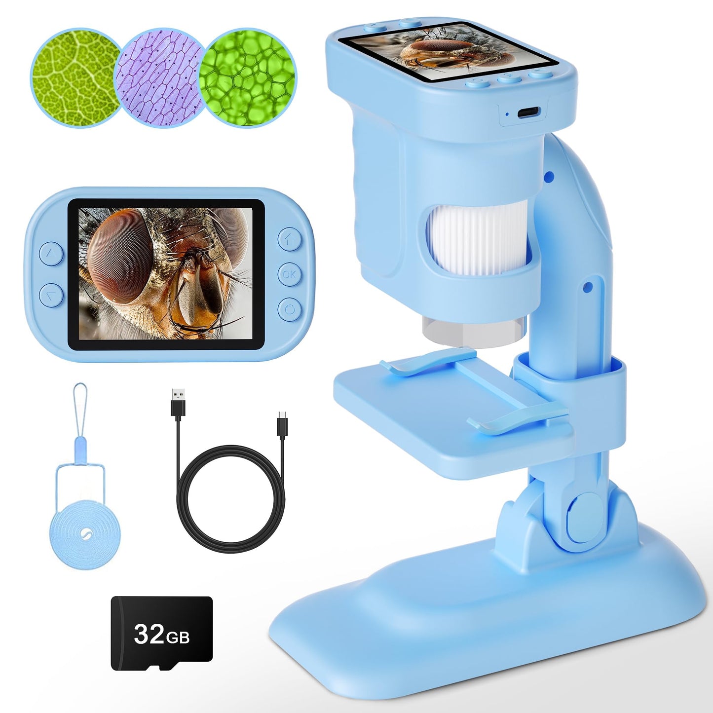 Doobuli Kids Microscope – 3-in-1 Handheld Digital Microscope, Camera & Telescope (300x)