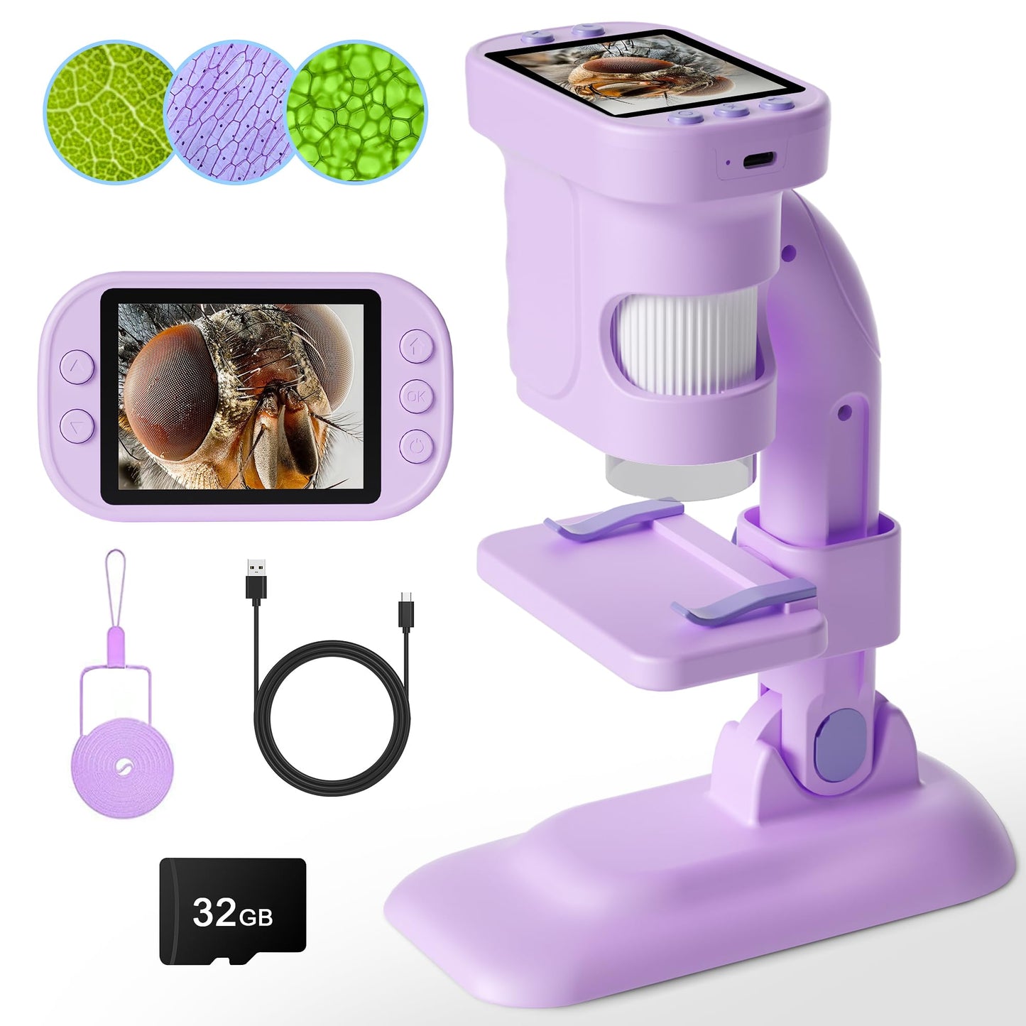 Doobuli Kids Microscope - 3-in-1 Handheld Digital Microscope, Camera & Telescope (Purple)
