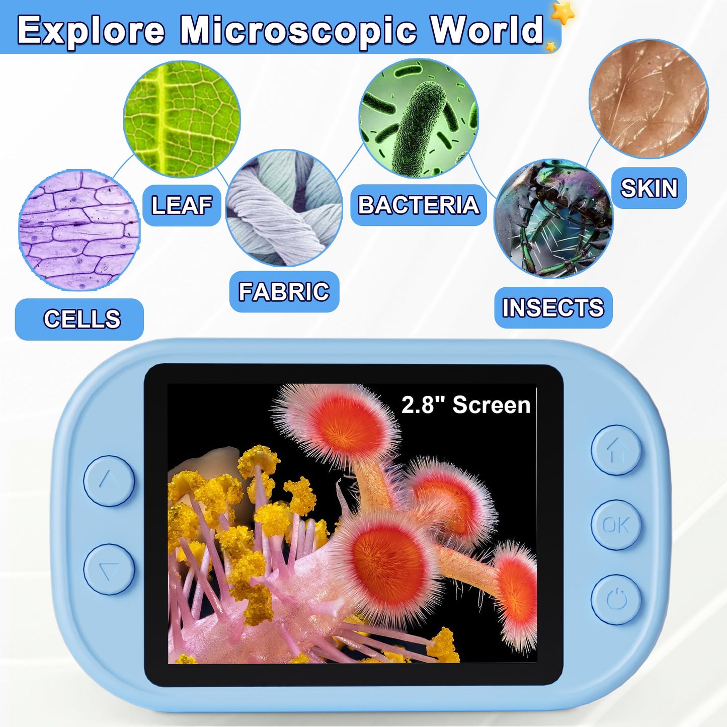 Doobuli Kids Microscope – 3-in-1 Handheld Digital Microscope, Camera & Telescope (300x)
