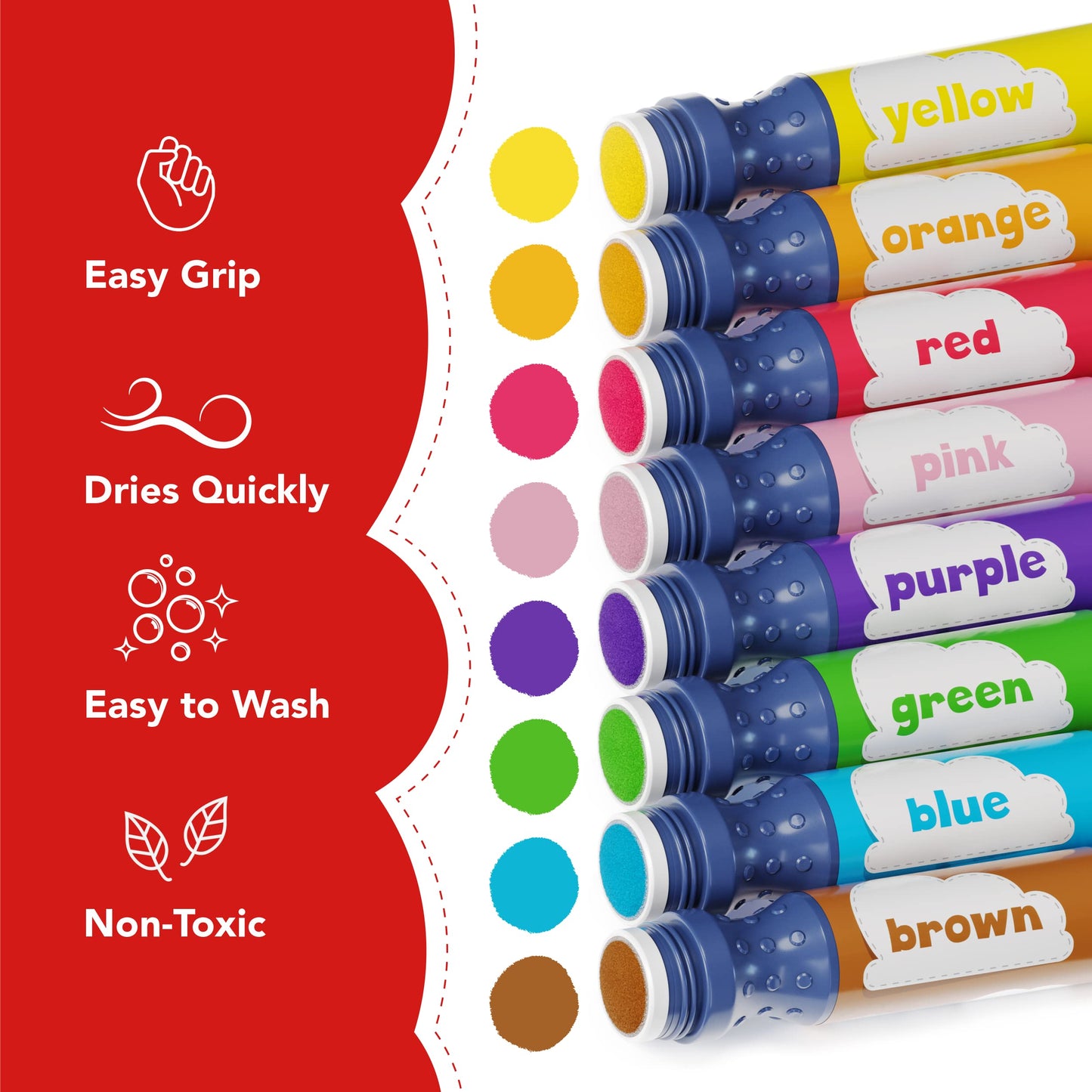 DOODLE HOG Washable Dot Markers – 8-Color Mess-Free Kids’ Art Set