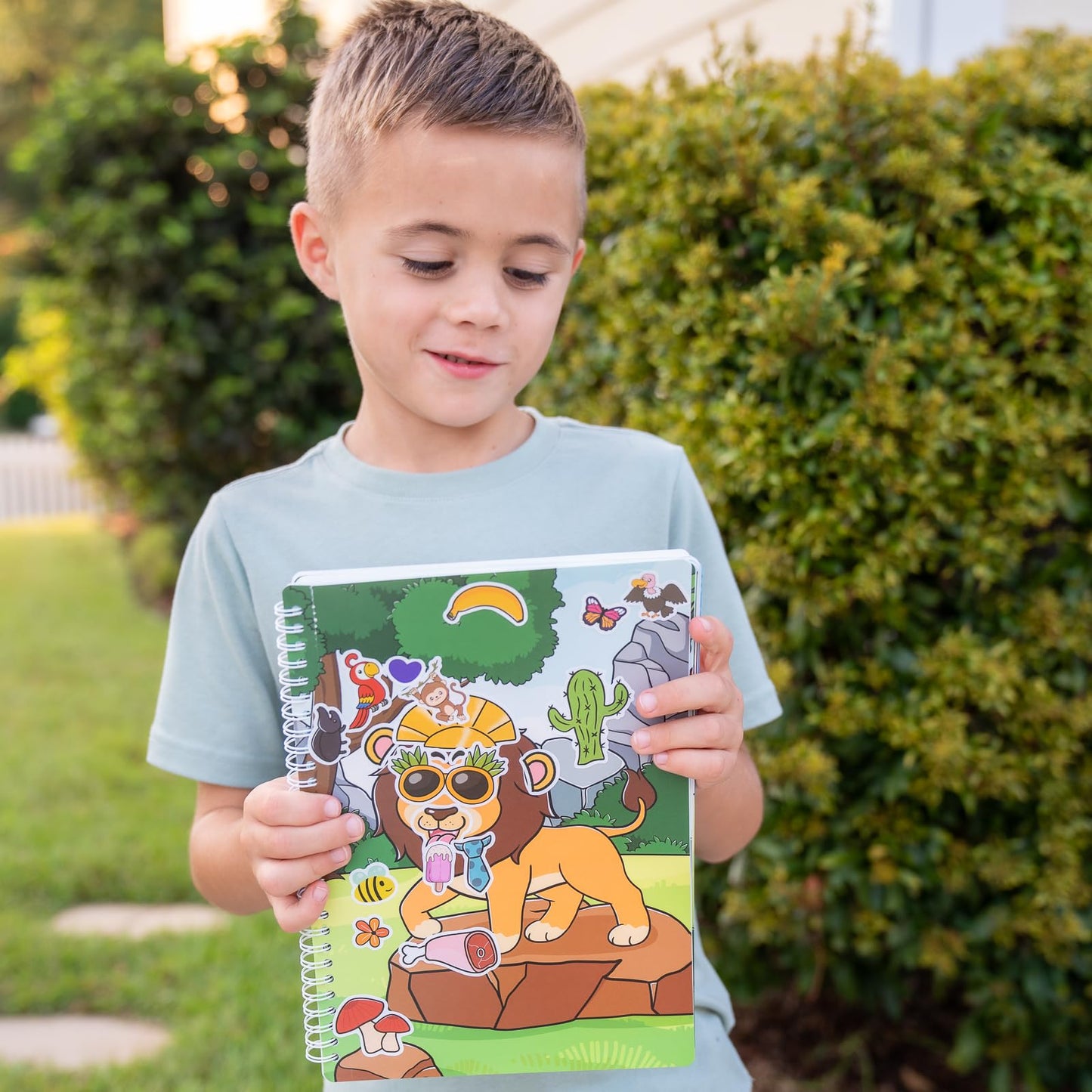 DOODOU 450PCS Sticker Coloring Book for Kids 2-8 | 14 Coloring Pages & 14 Scenes for Travel