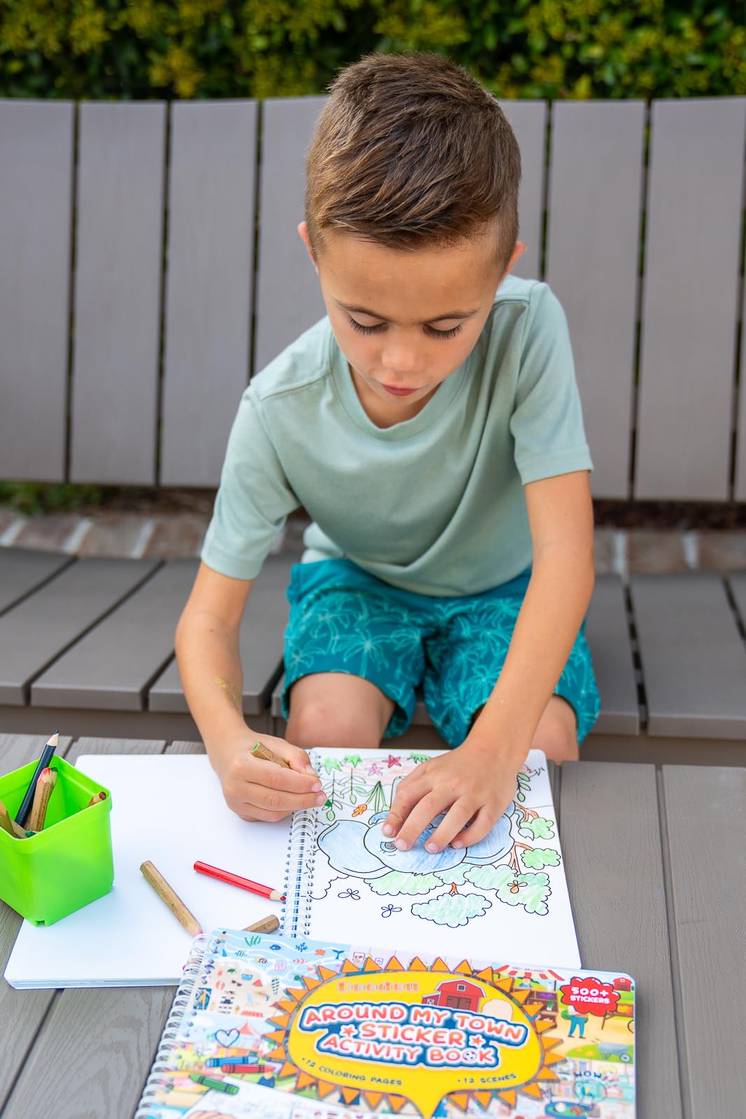 DOODOU 450PCS Sticker Coloring Book for Kids 2-8 | 14 Coloring Pages & 14 Scenes for Travel