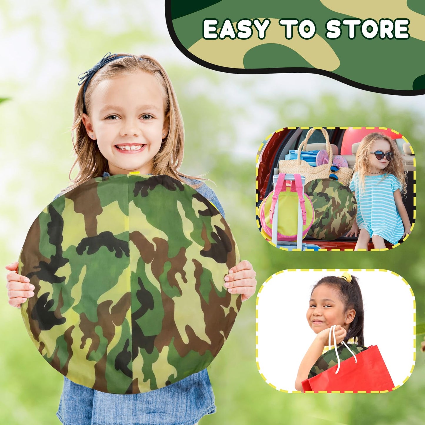 DOOLMIN Pop Up Play Tent for Kids — Foldable Indoor & Outdoor Green Vehicle Playhouse