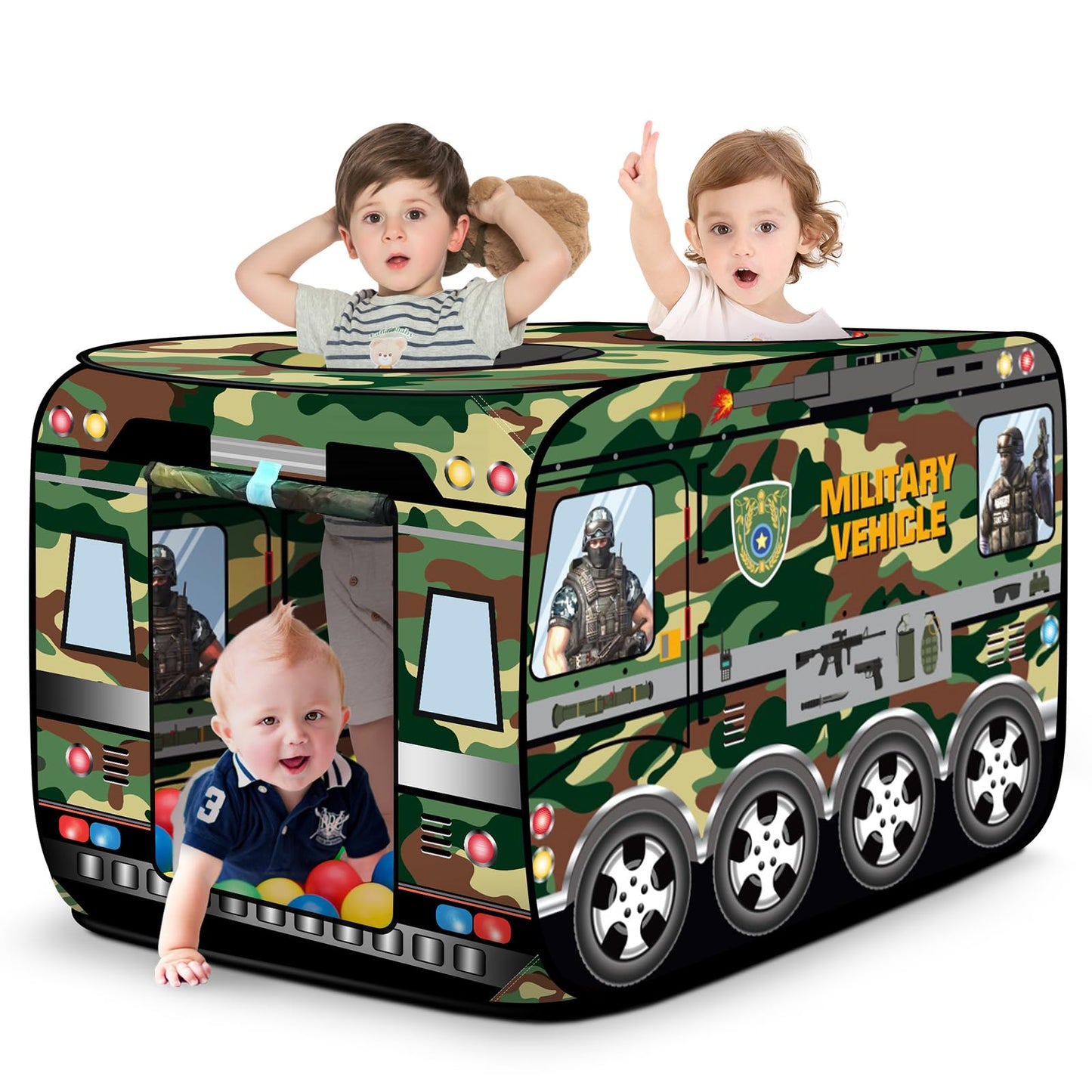 DOOLMIN Pop Up Play Tent for Kids — Foldable Indoor & Outdoor Green Vehicle Playhouse