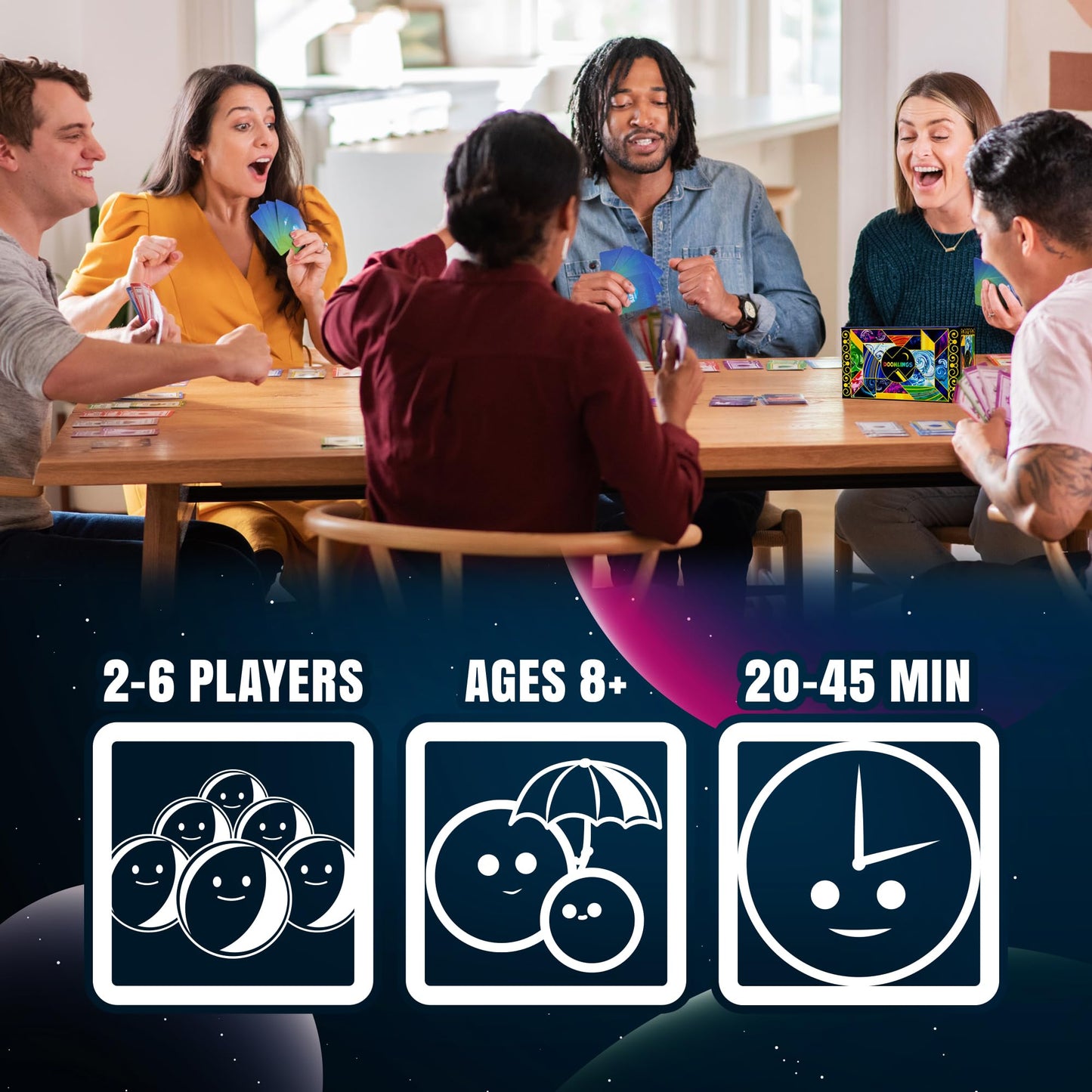 Doomlings Deluxe Edition — Delightful Strategy Card Game for 2-6 Players | Family & Travel Ready