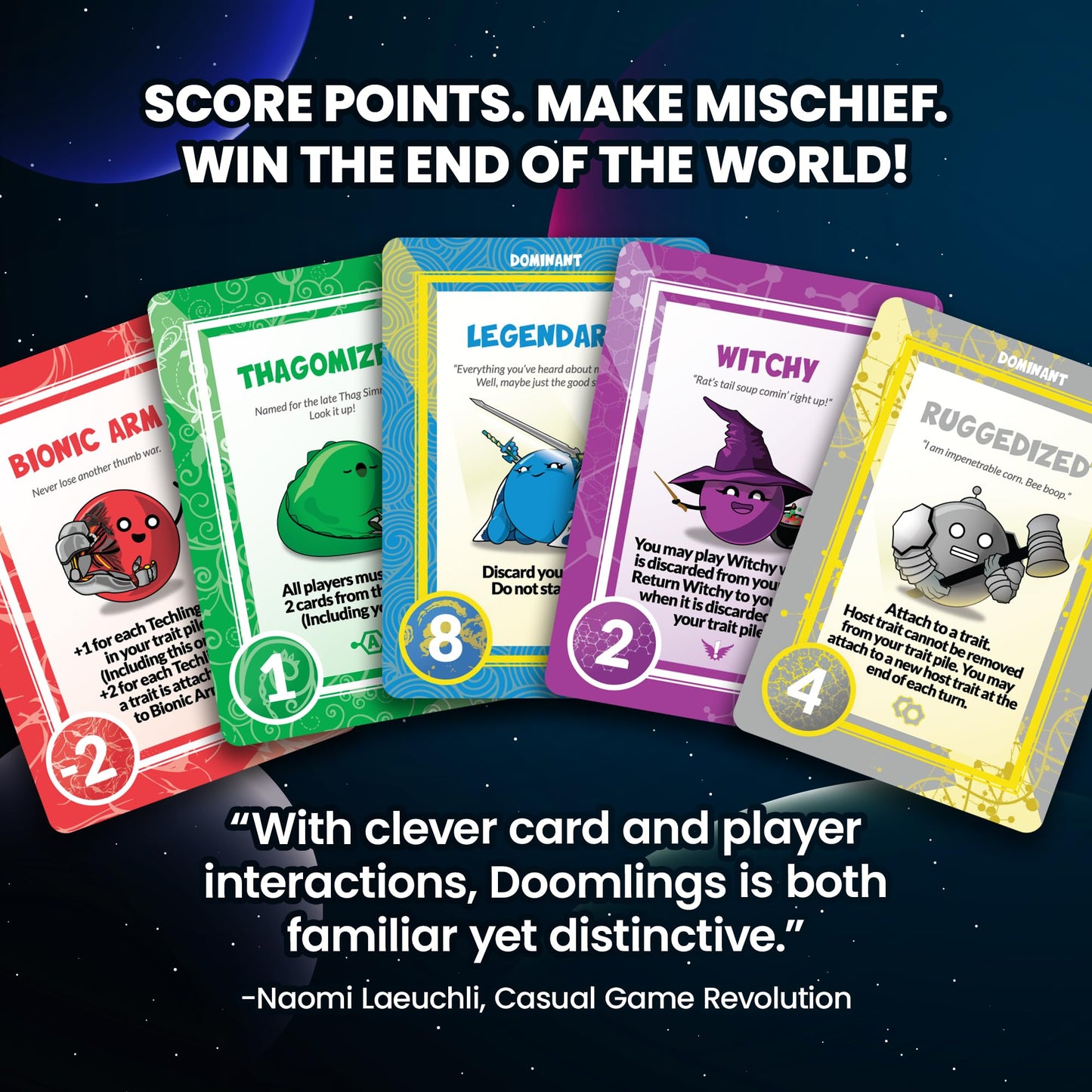 Doomlings Deluxe Edition — Delightful Strategy Card Game for 2-6 Players | Family & Travel Ready