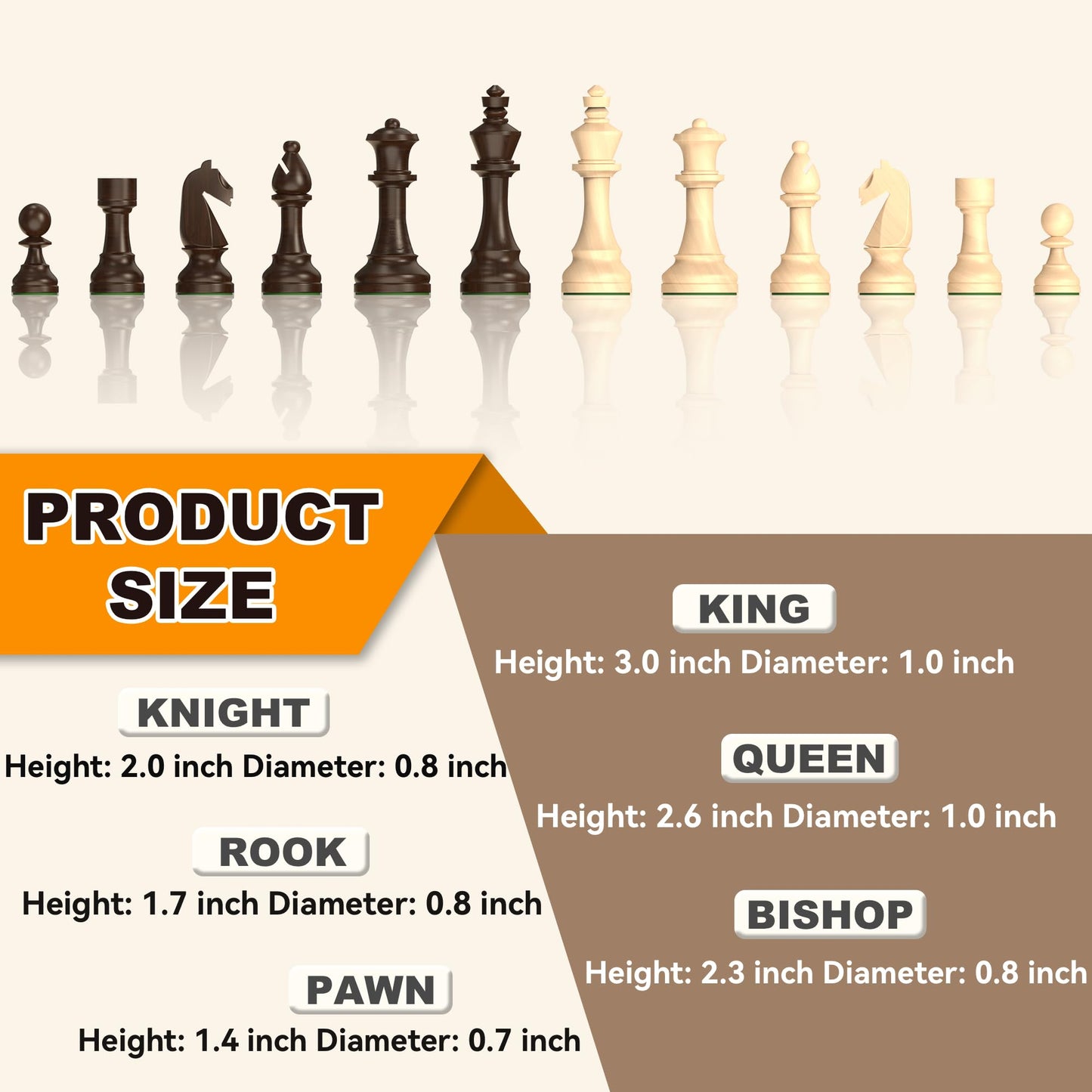 Doowroodni Premium Walnut 13x13 Magnetic Chess Set with Drawer, 2 Bonus Queens, Staunton Pieces