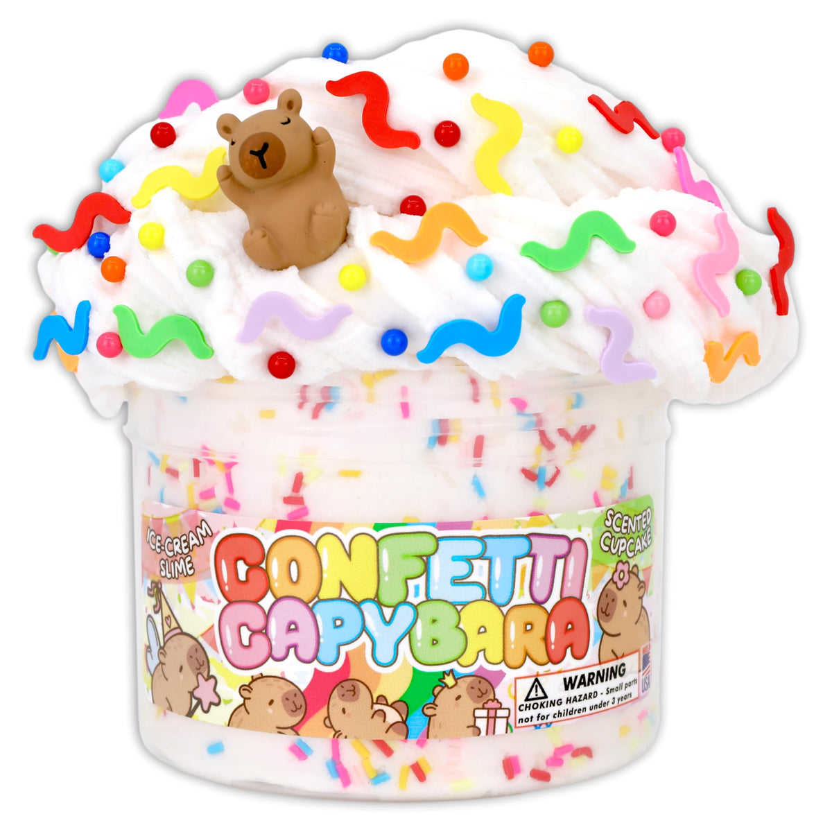 Dope Slimes Confetti Capybara Ice-Cream Slime – 8 fl oz, Handmade USA