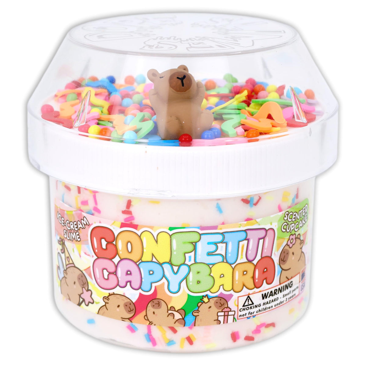 Dope Slimes Confetti Capybara Ice-Cream Slime – 8 fl oz, Handmade USA