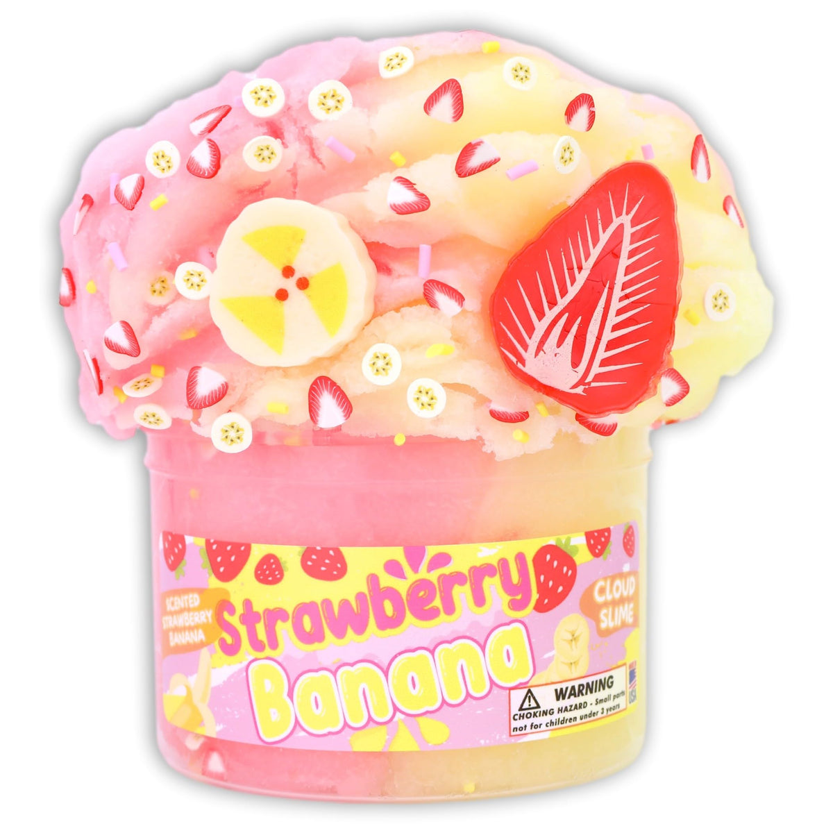 Dope Slimes Strawberry Banana Cloud Slime – 8 oz, Scented, Handmade in USA
