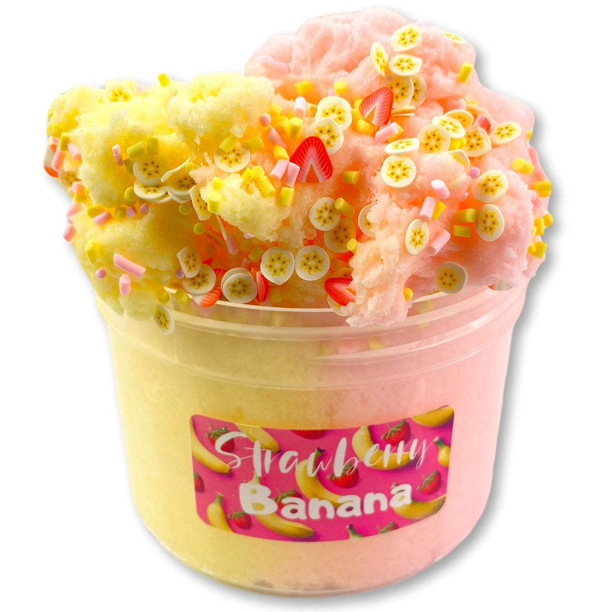 Dope Slimes Strawberry Banana Cloud Slime – 8 oz, Scented, Handmade in USA