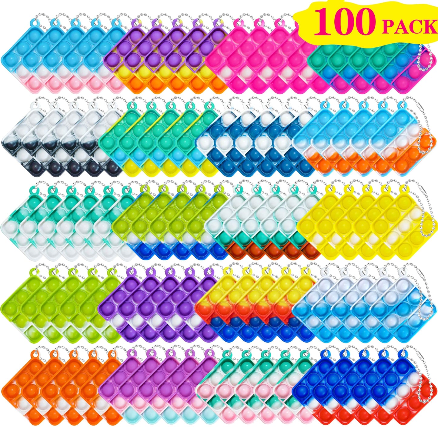 DOPWQAA 100 Pcs Mini Pop Bubble Fidget Toys – Party Favors & Classroom Prizes