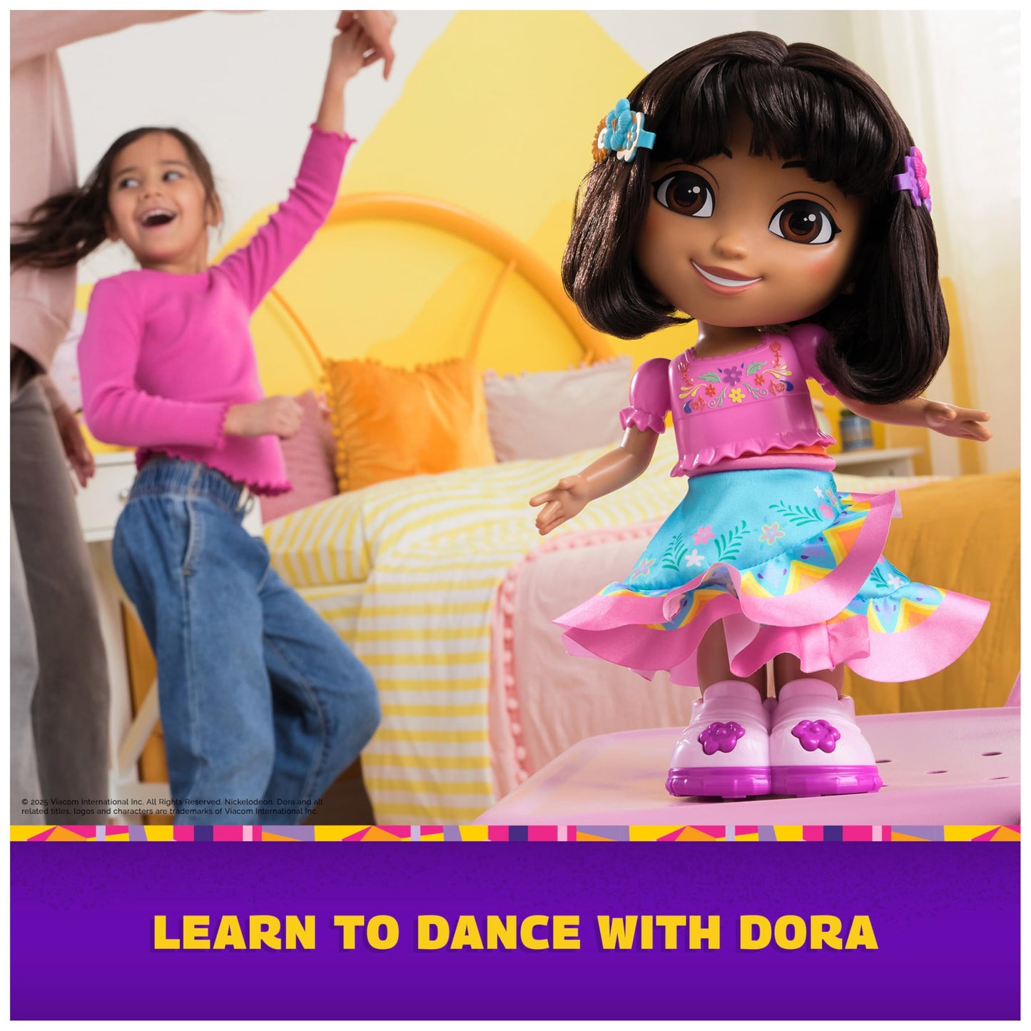 DORA Dance with Me Dora — Interactive Dancing Doll with 2 Skirts & Bilingual Phrases