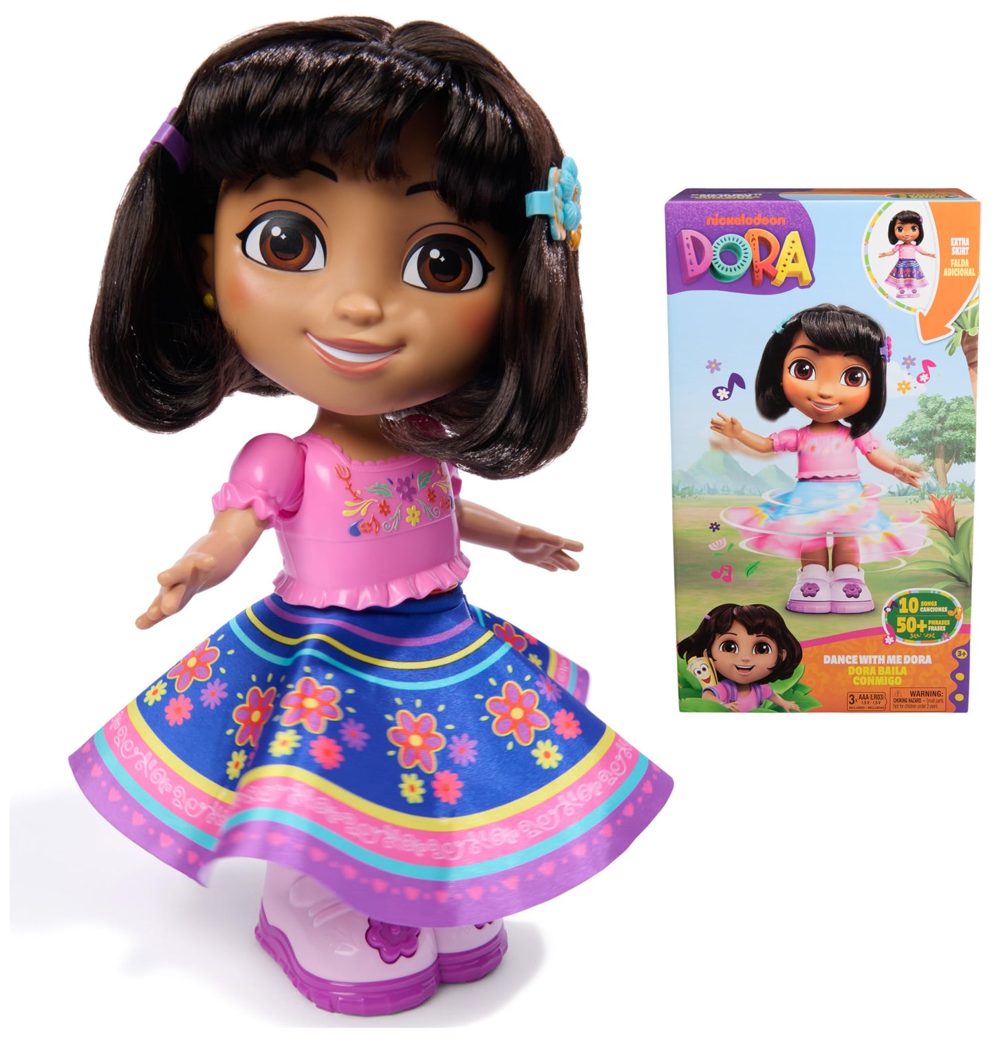 DORA Dance with Me Dora — Interactive Dancing Doll with 2 Skirts & Bilingual Phrases